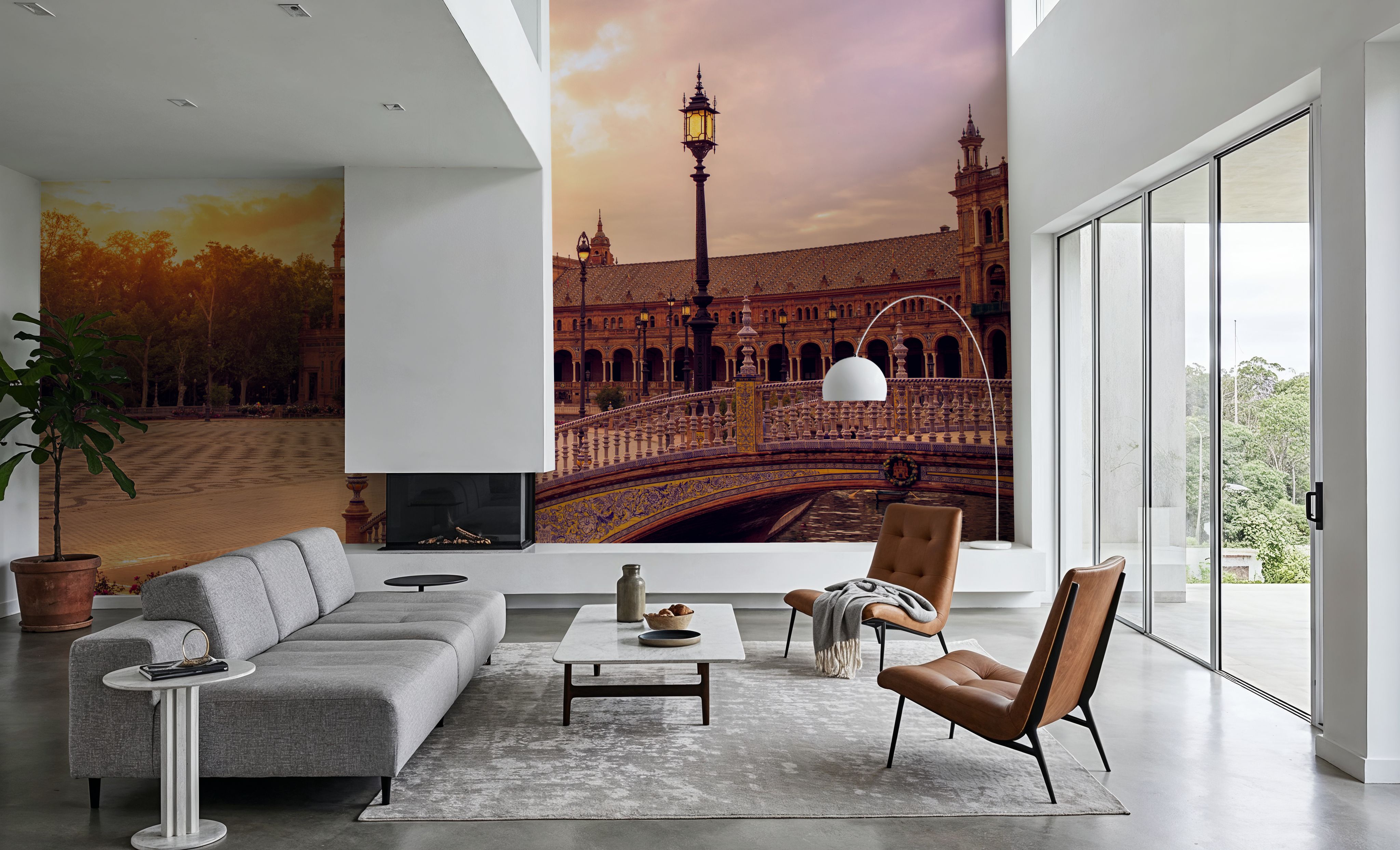 Wall Mural - Seville Sunset - Architecture Travel & Landmarks mural wallpaper - Orange - Offices - Wallism UK - Premium, Textured or Peel & Stick