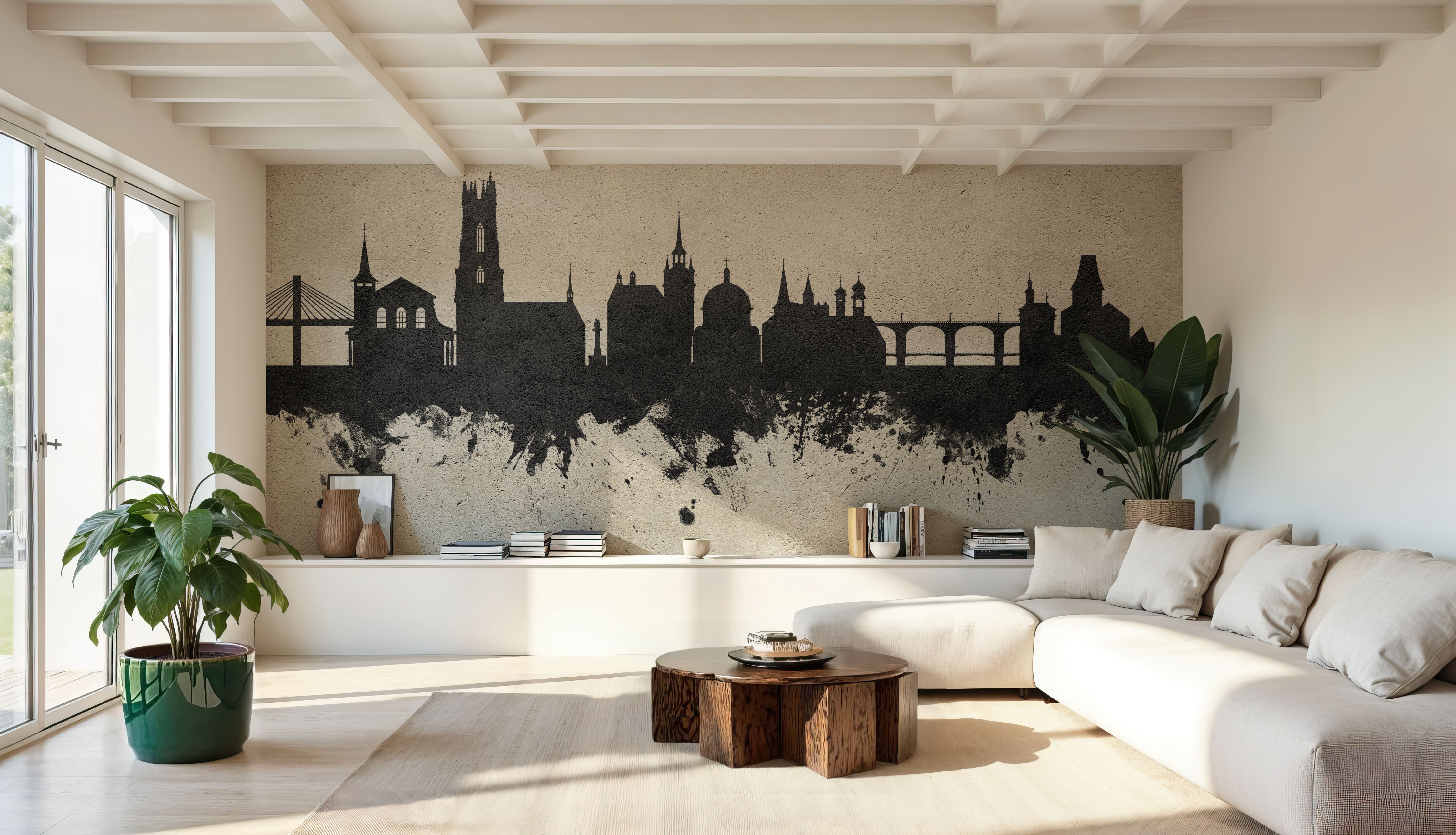 Fribourg Switzerland Skyline Concrete, Tapeten