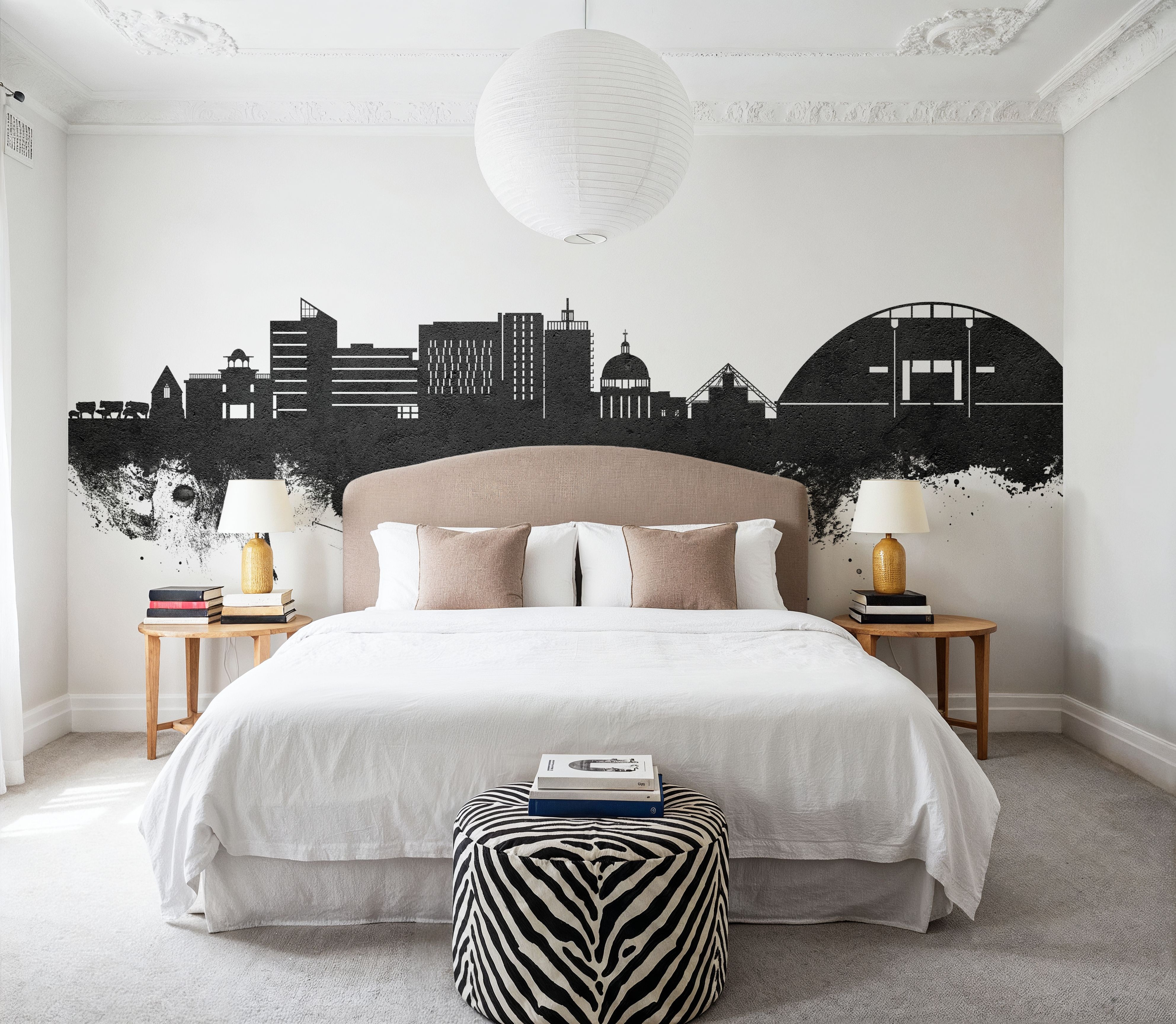 Milton Keynes England Skyline Black & White