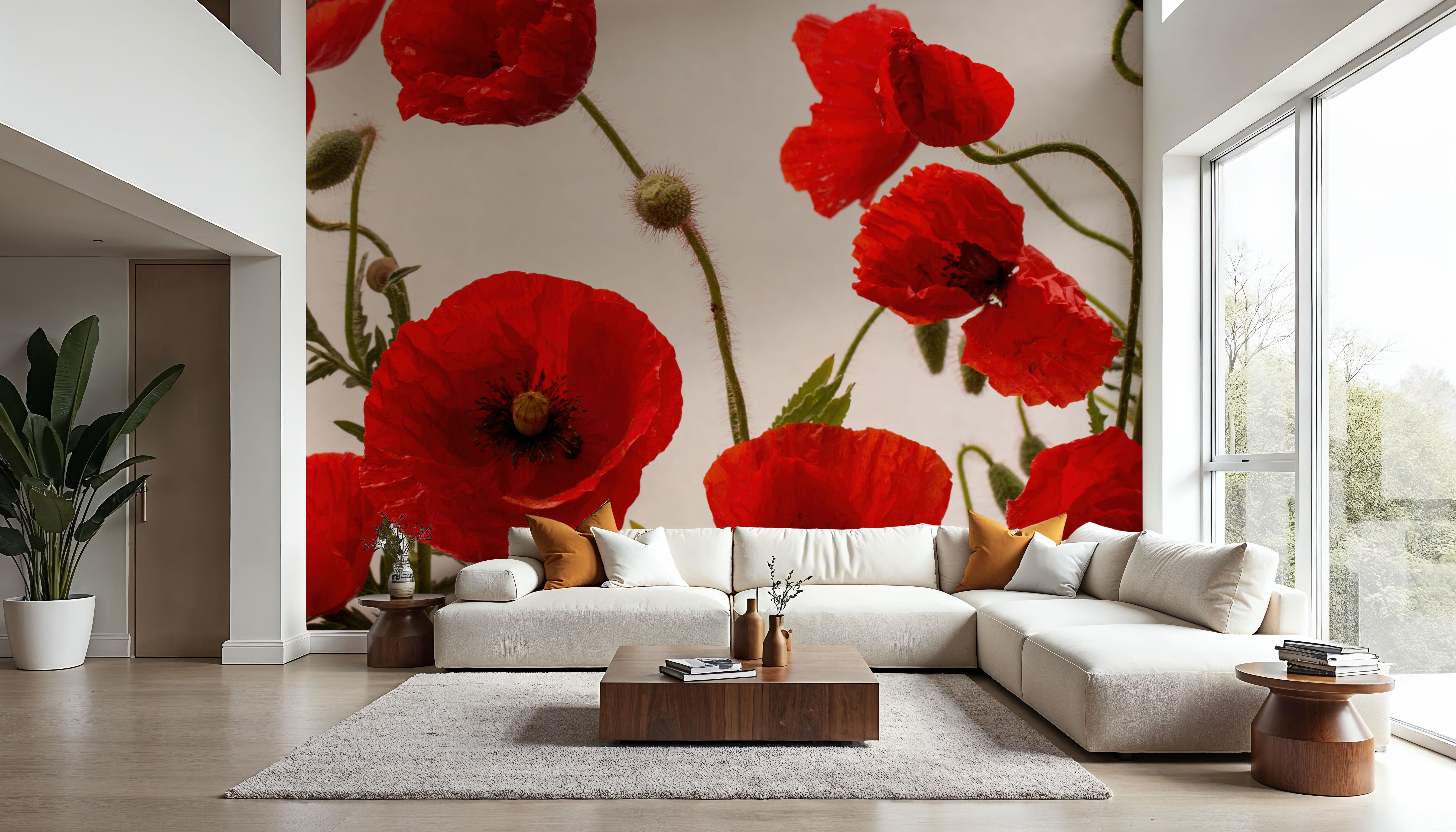 Red Poppy wallpaper mural 100% PVC-free and non-toxic