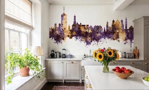 Augsburg Germany Skyline Purple & Gold