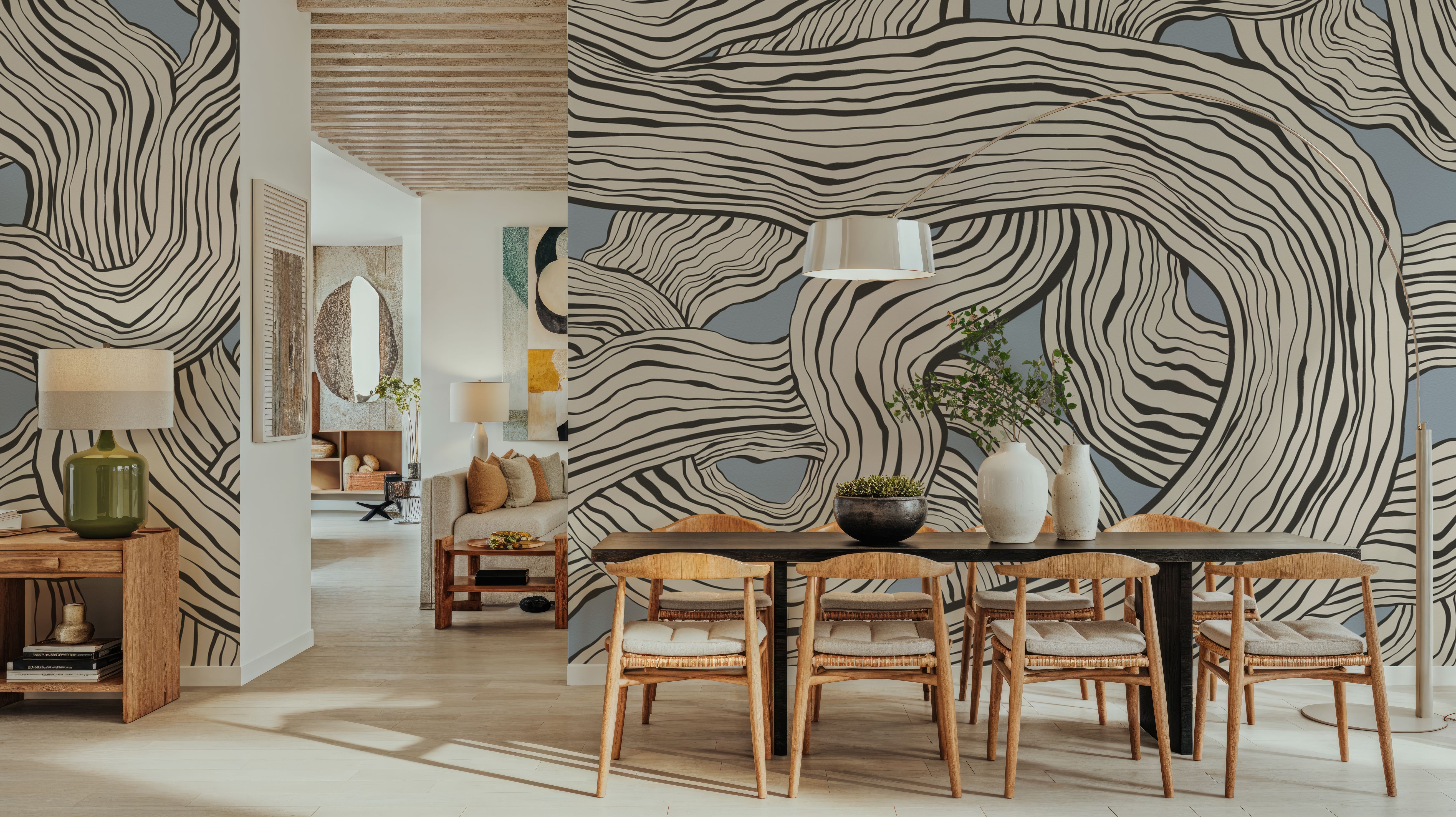 Weaves & Waves, Dusty Blue, Wallpaper