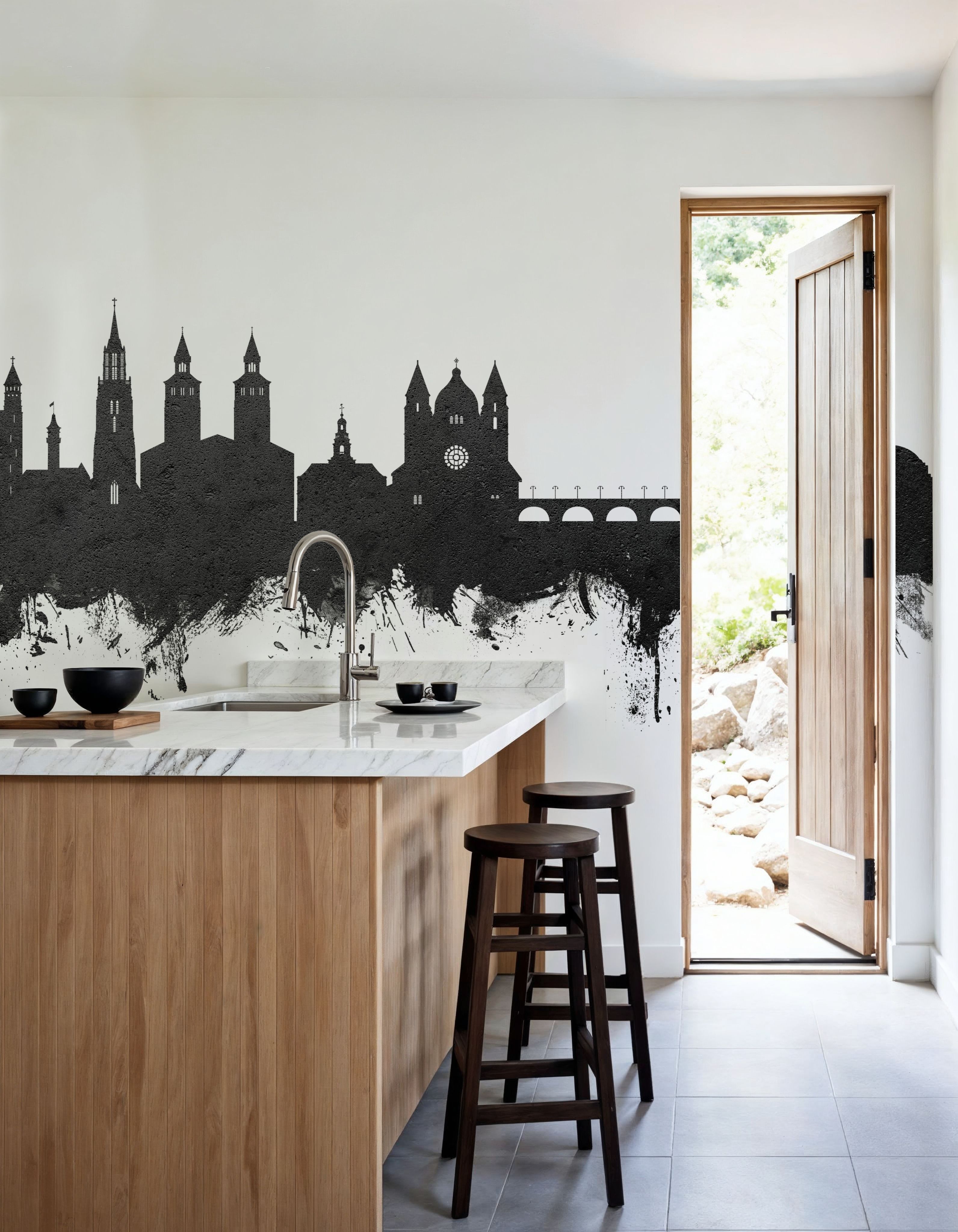 Maastricht The Netherlands Skyline Black & White