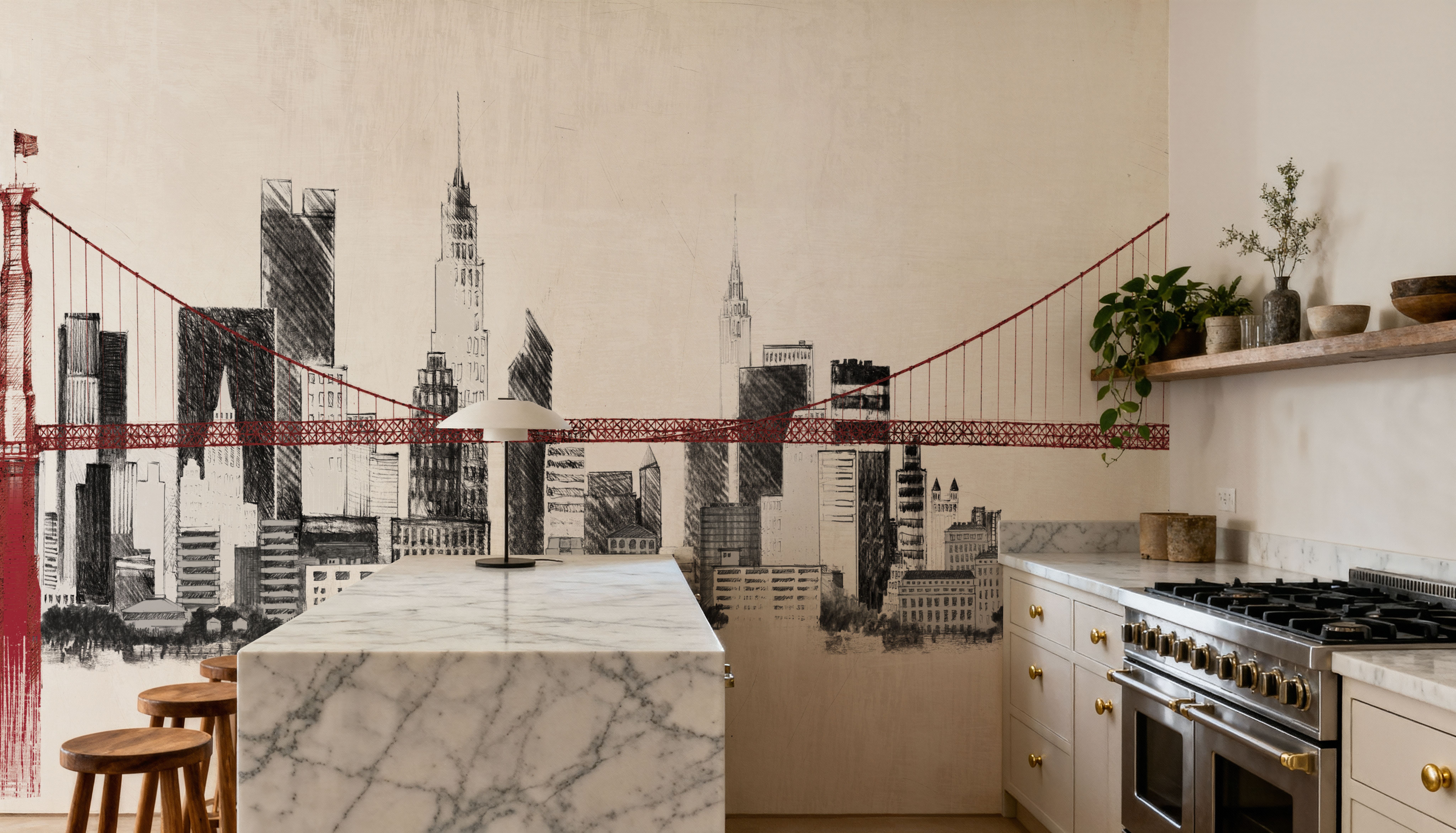 Bridge and Skyline Red