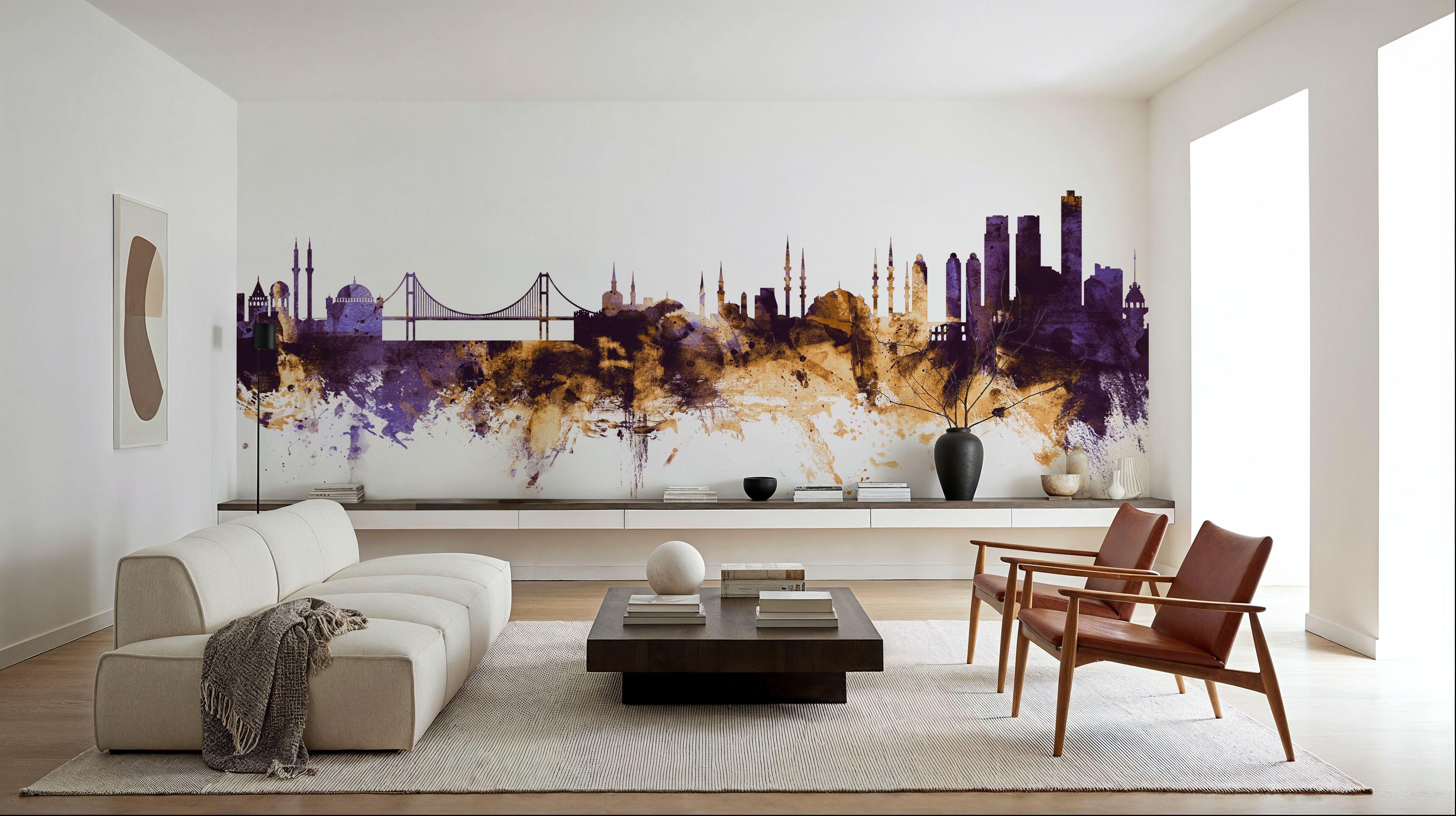 Istanbul Turkey Skyline Purple & Gold