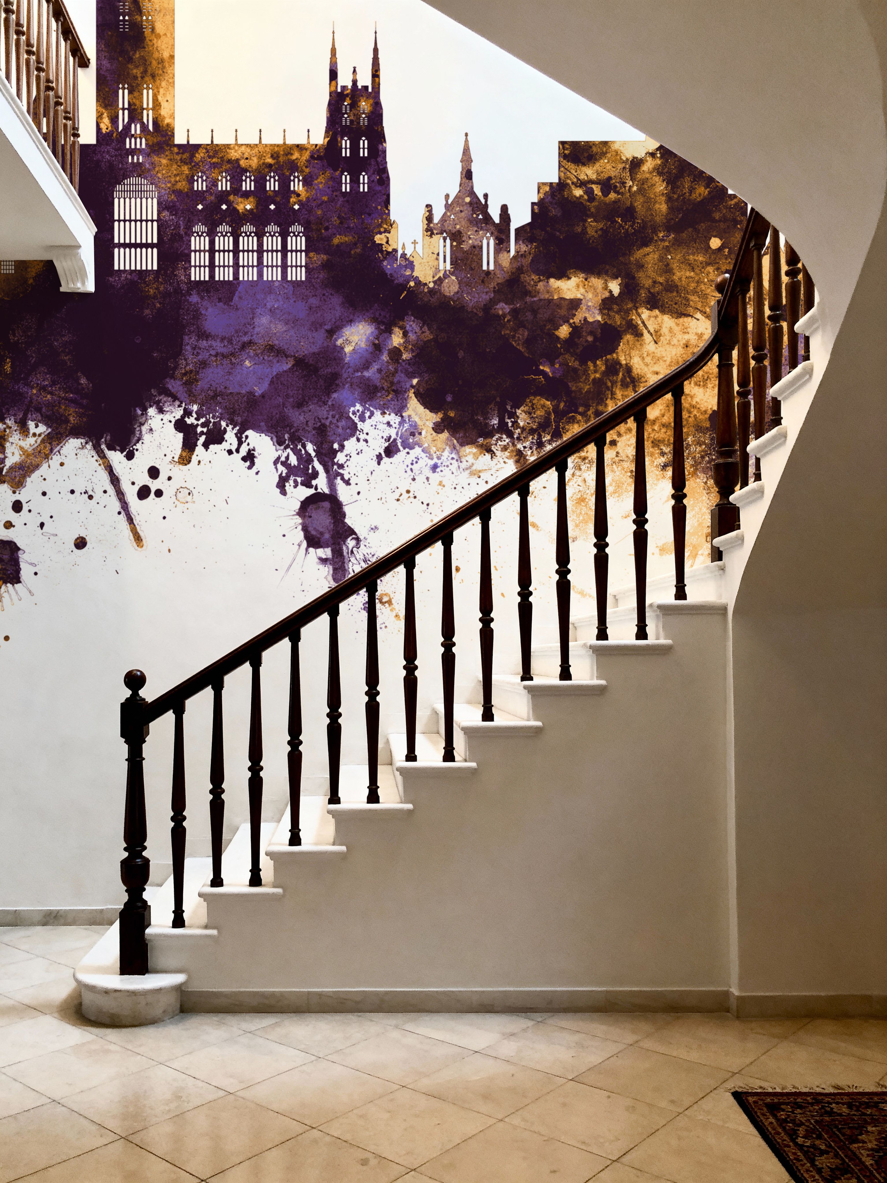 Canterbury England Skyline Purple & Gold
