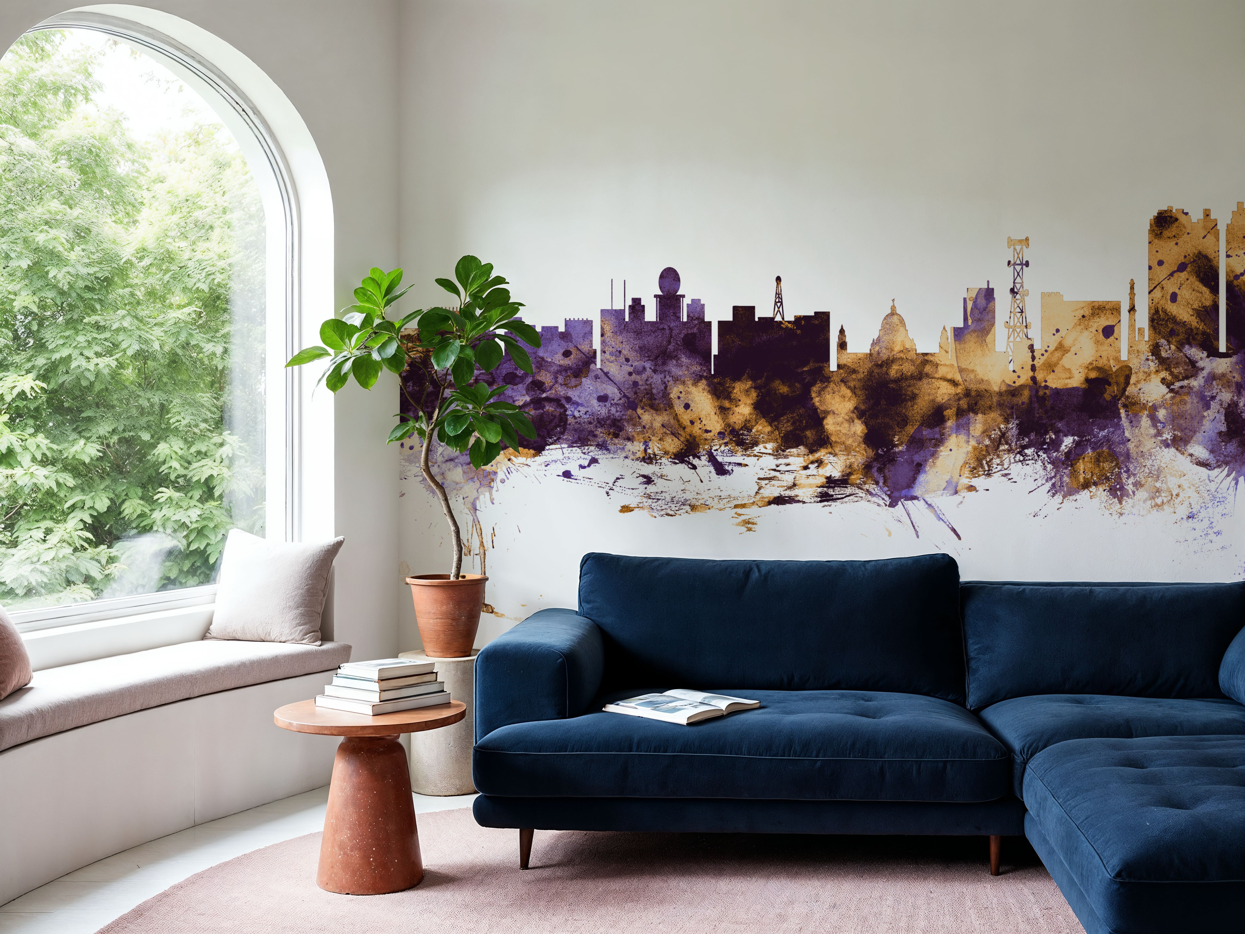 Kolkata (Calcutta) India Skyline Purple & Gold