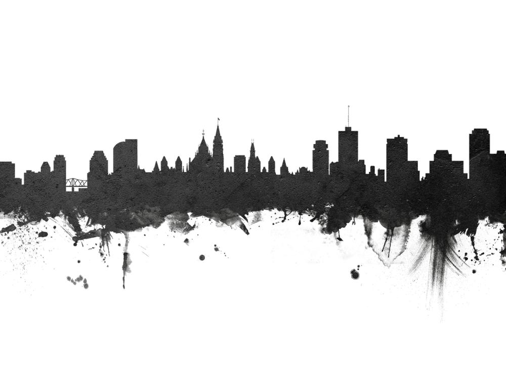 Ottowa Canada Skyline Black & White