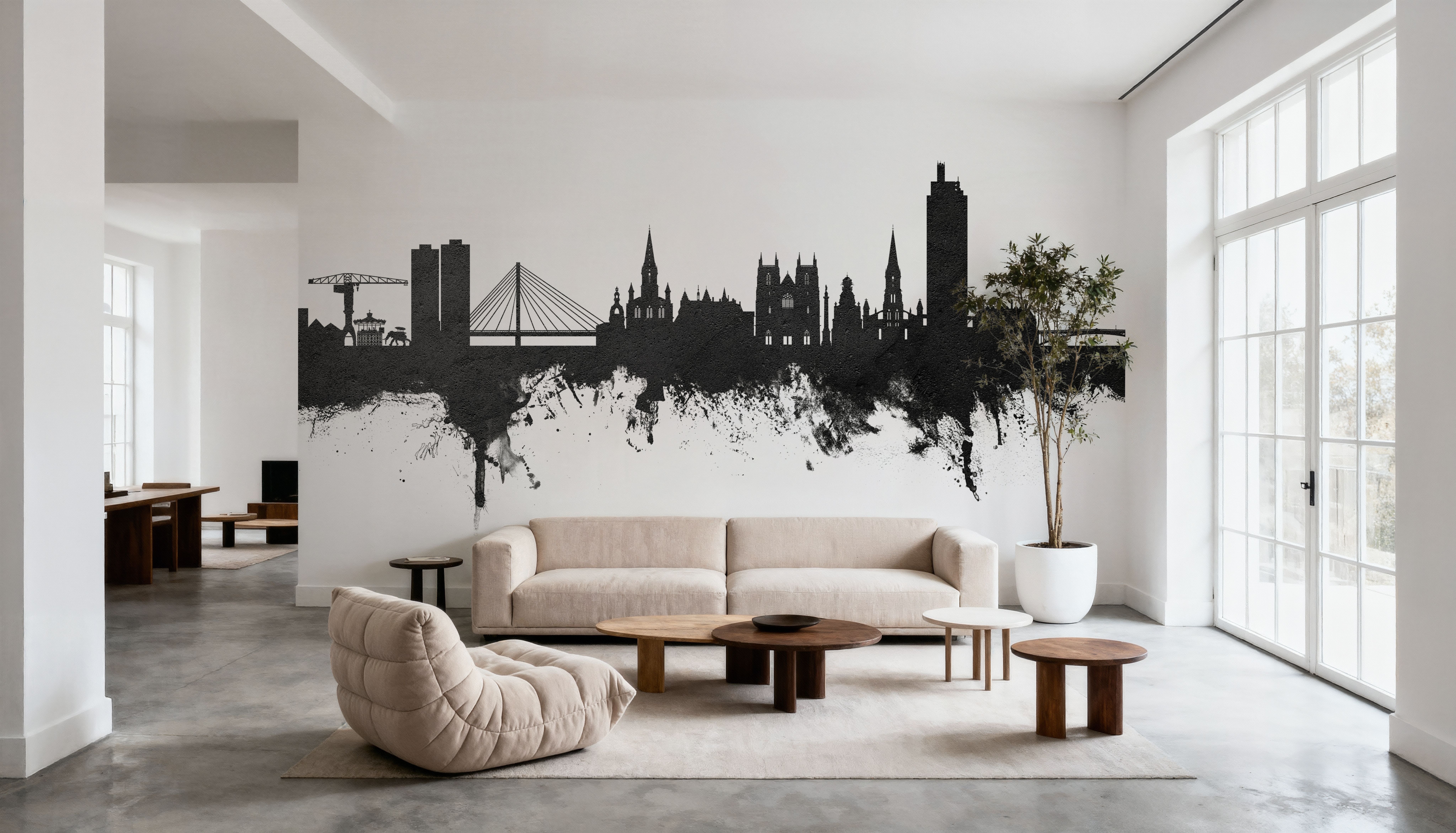 Nantes France Skyline Black & White