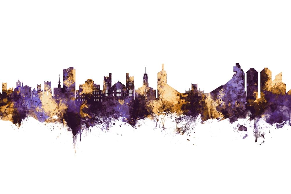 Boulder Colorado Skyline Purple & Gold