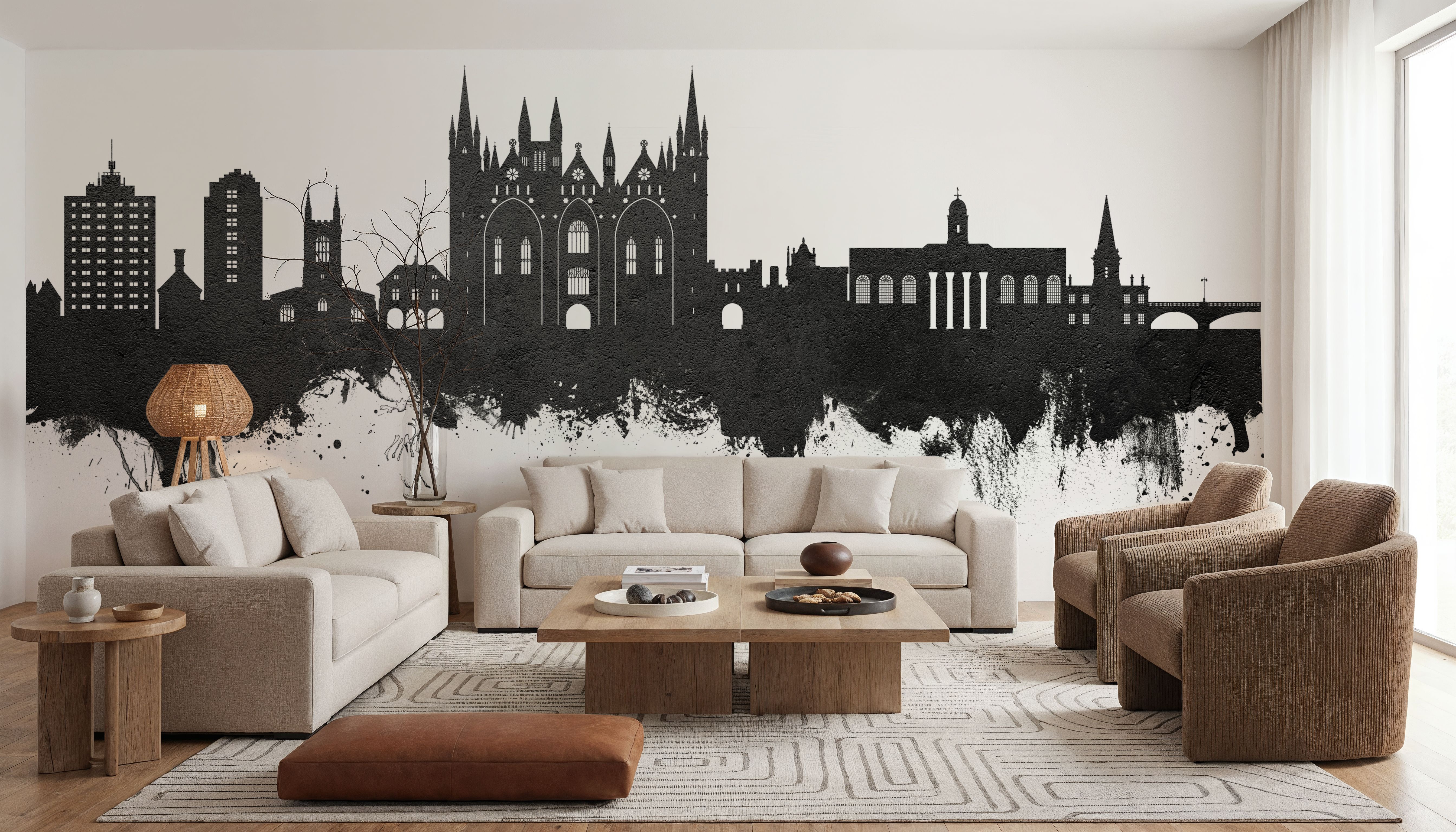 Peterborough England Skyline Black & White