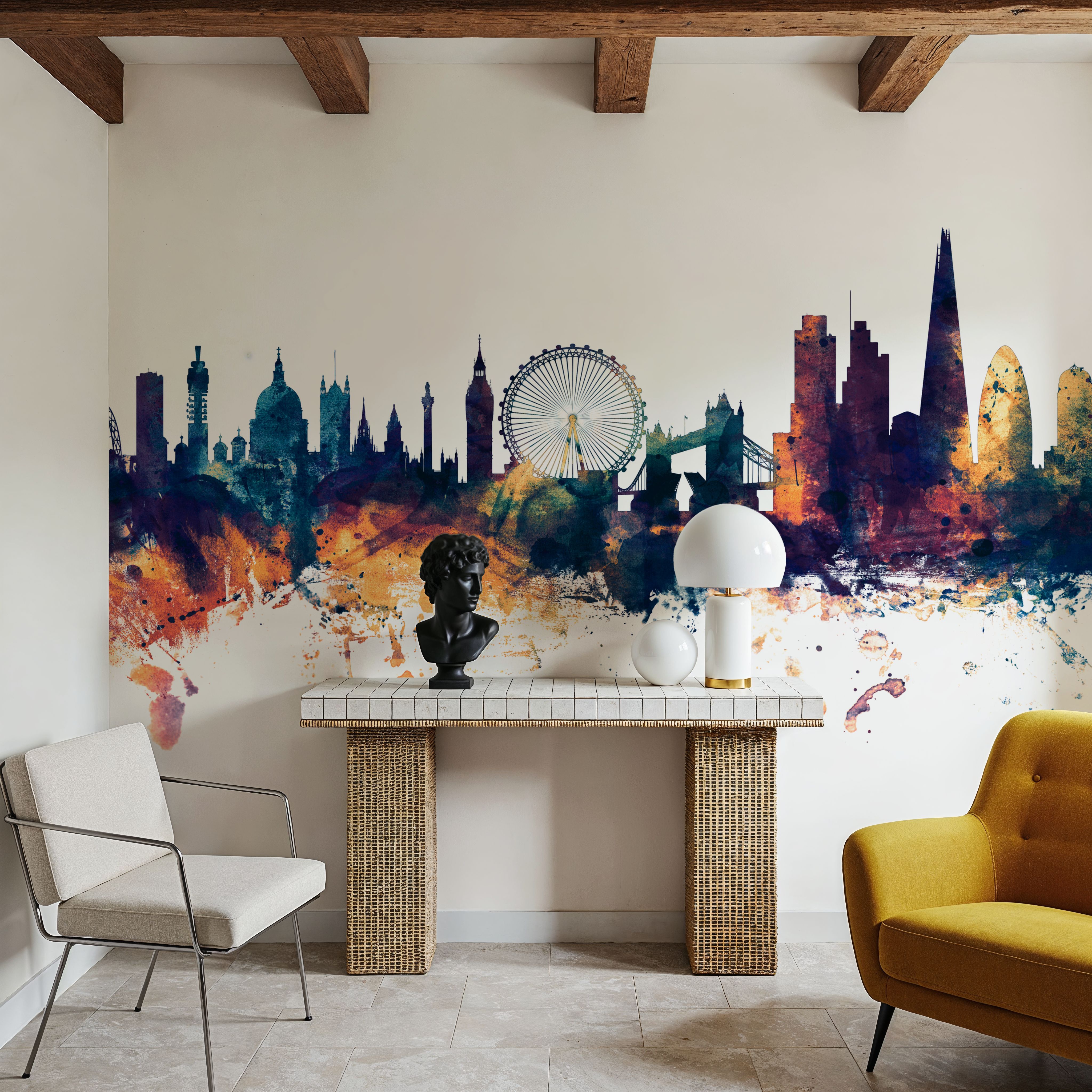 London Skyline Blue & Bronze