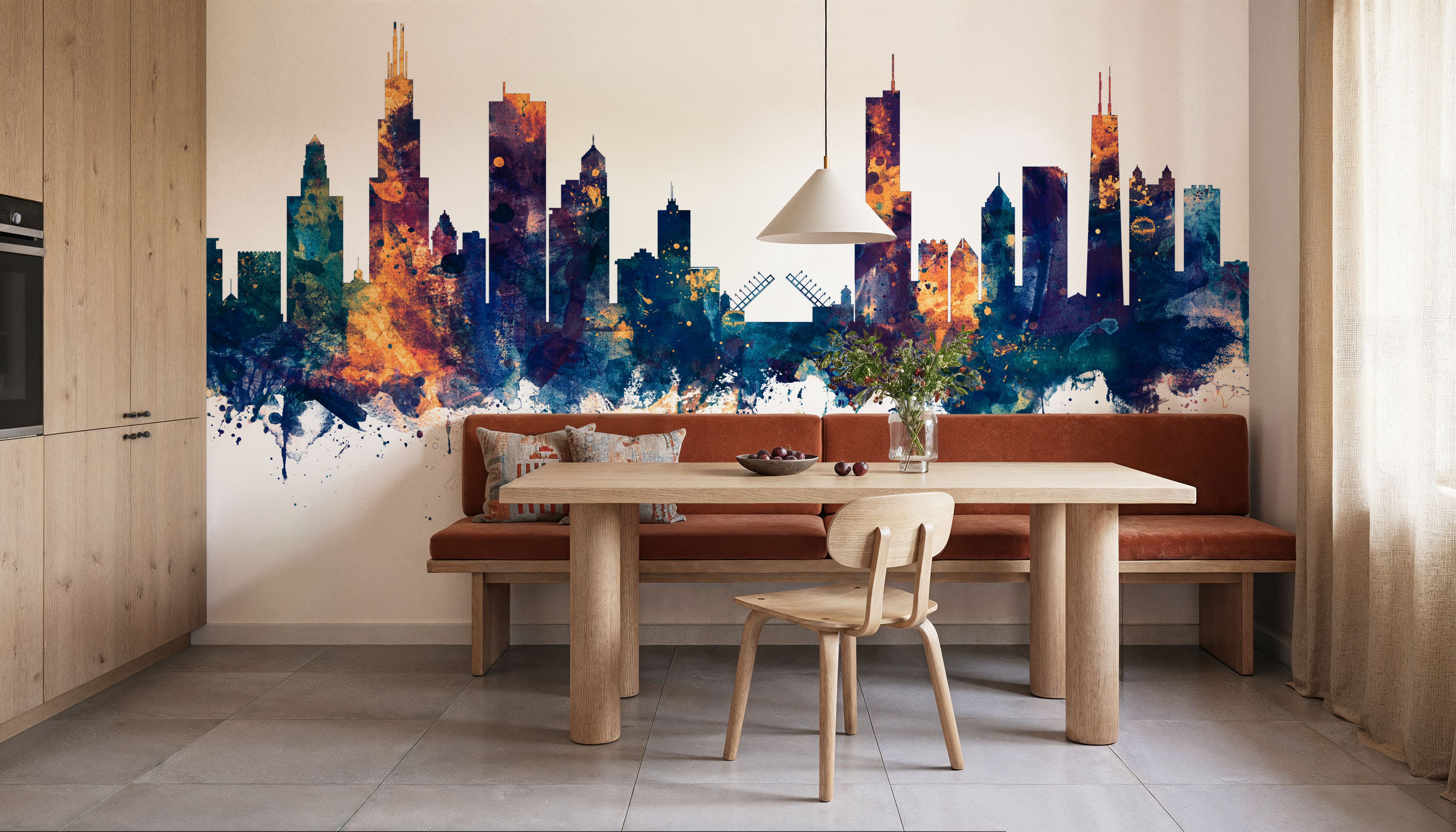 Chicago Illinois Skyline Blue & Bronze, Carte da parati