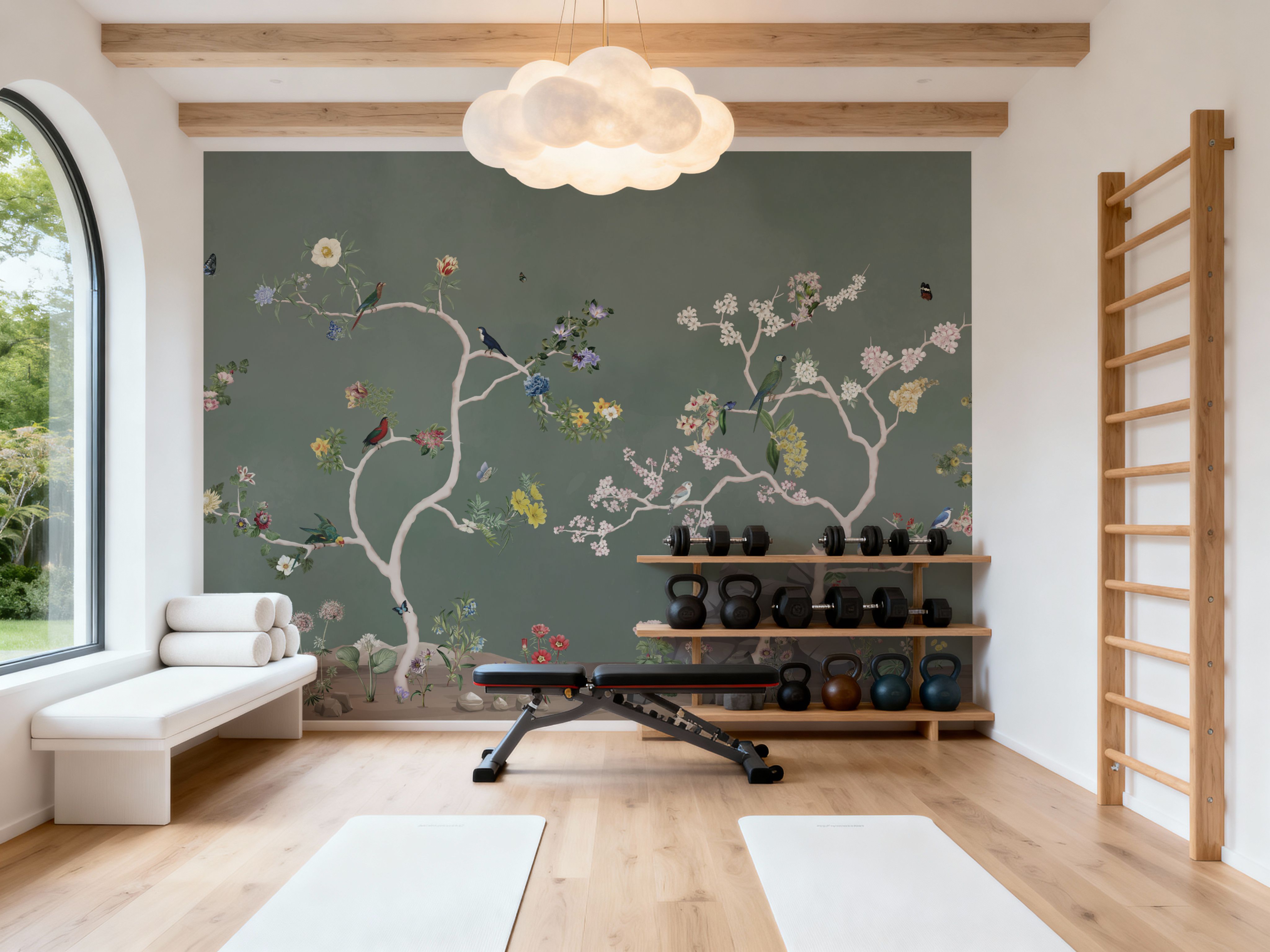 Birds in the Garden Dark Green