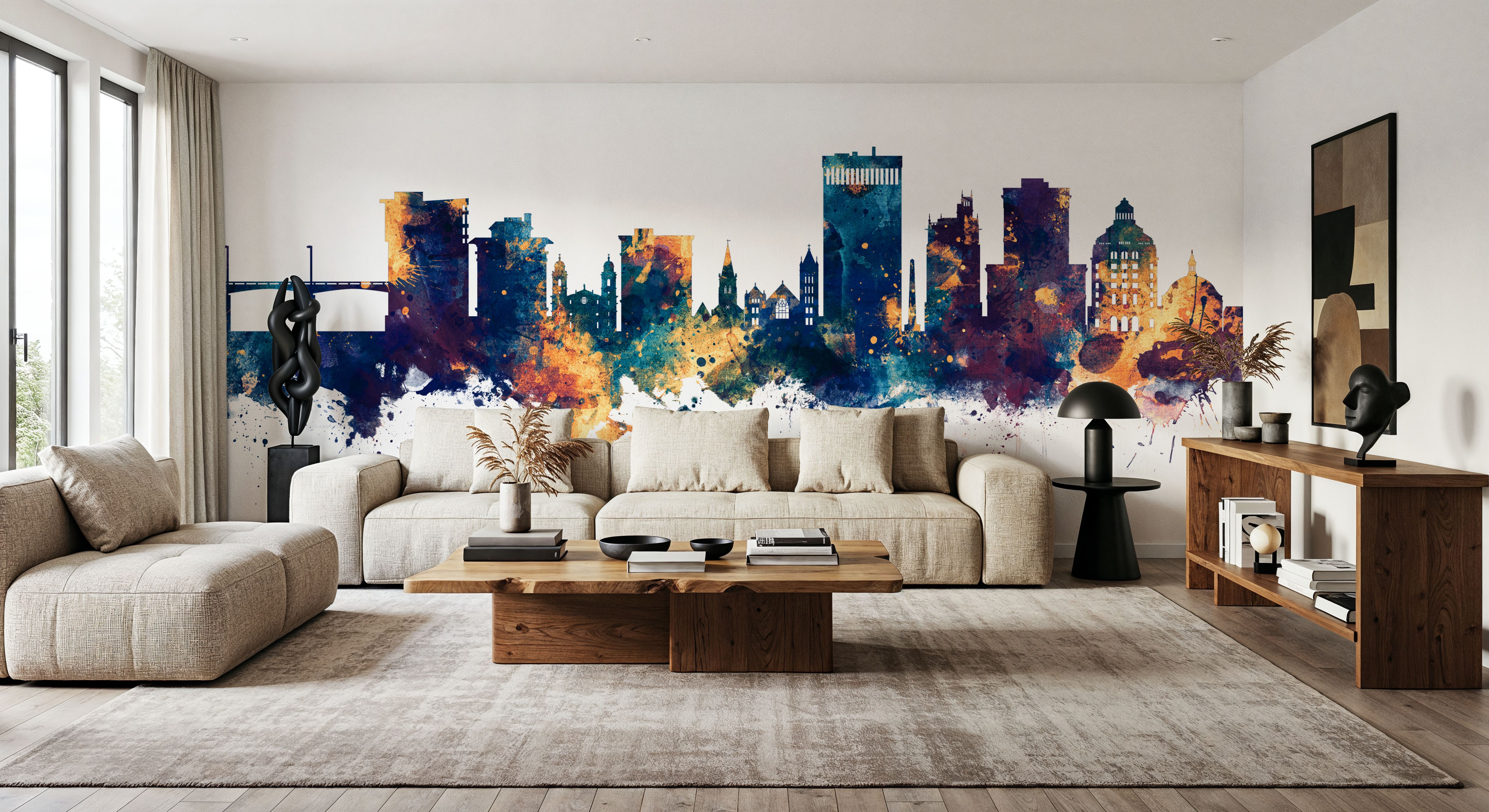 Asheville North Carolina Skyline Blue & Bronze