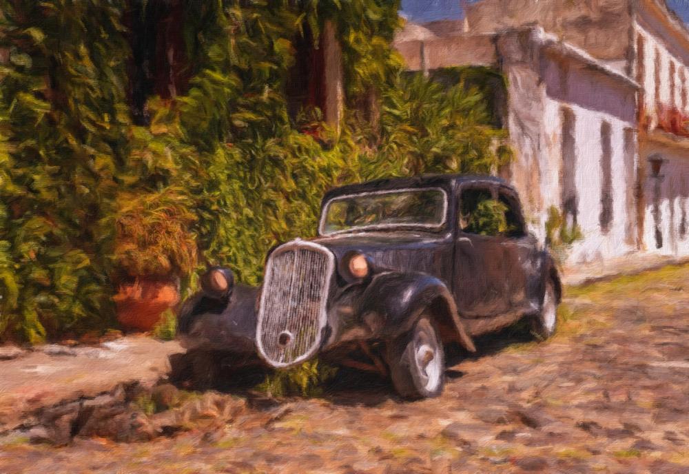 Antique Car Uruguay on Canvas