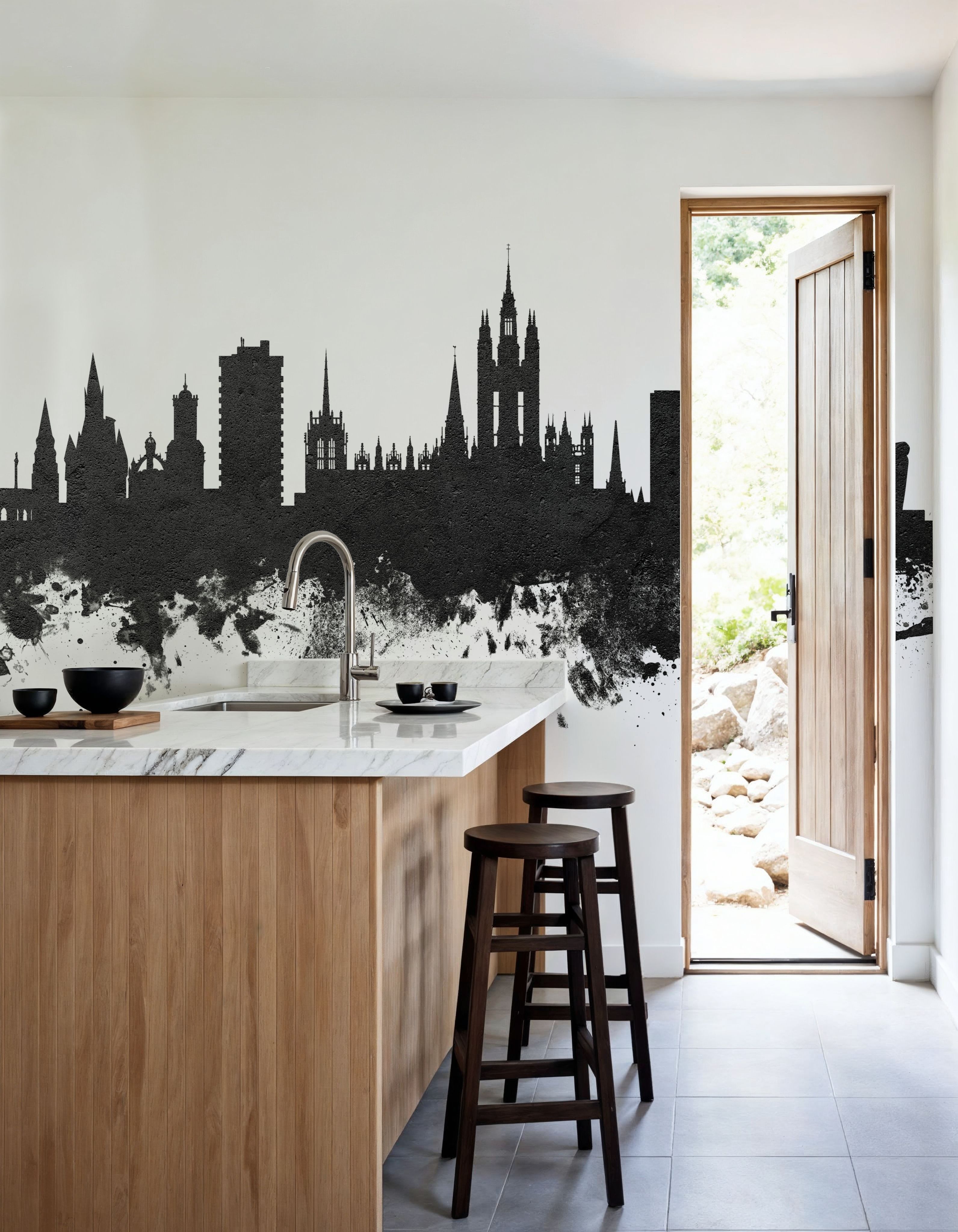 Aberdeen Scotland Skyline Black & White