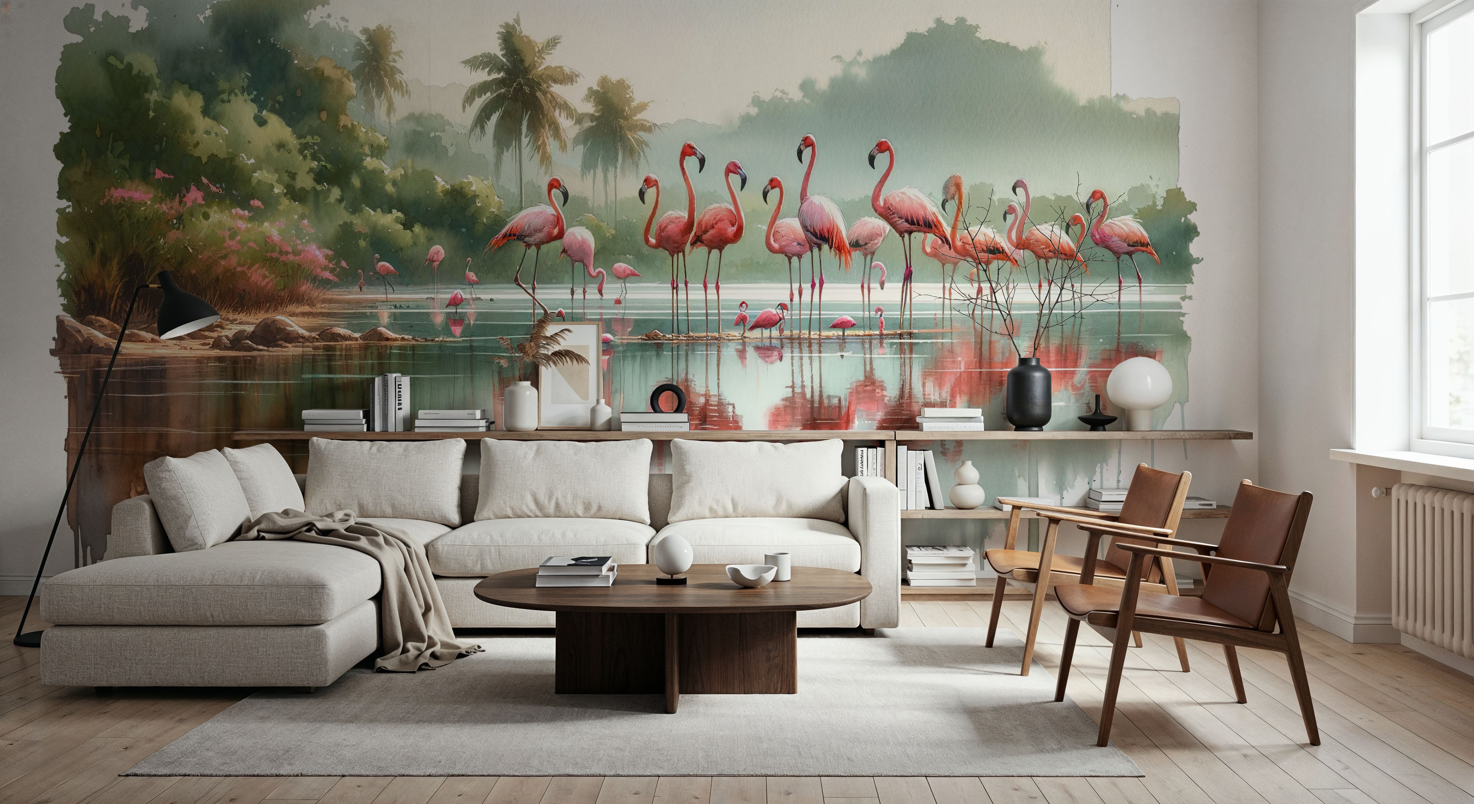 Morning Reflections of Flamingos