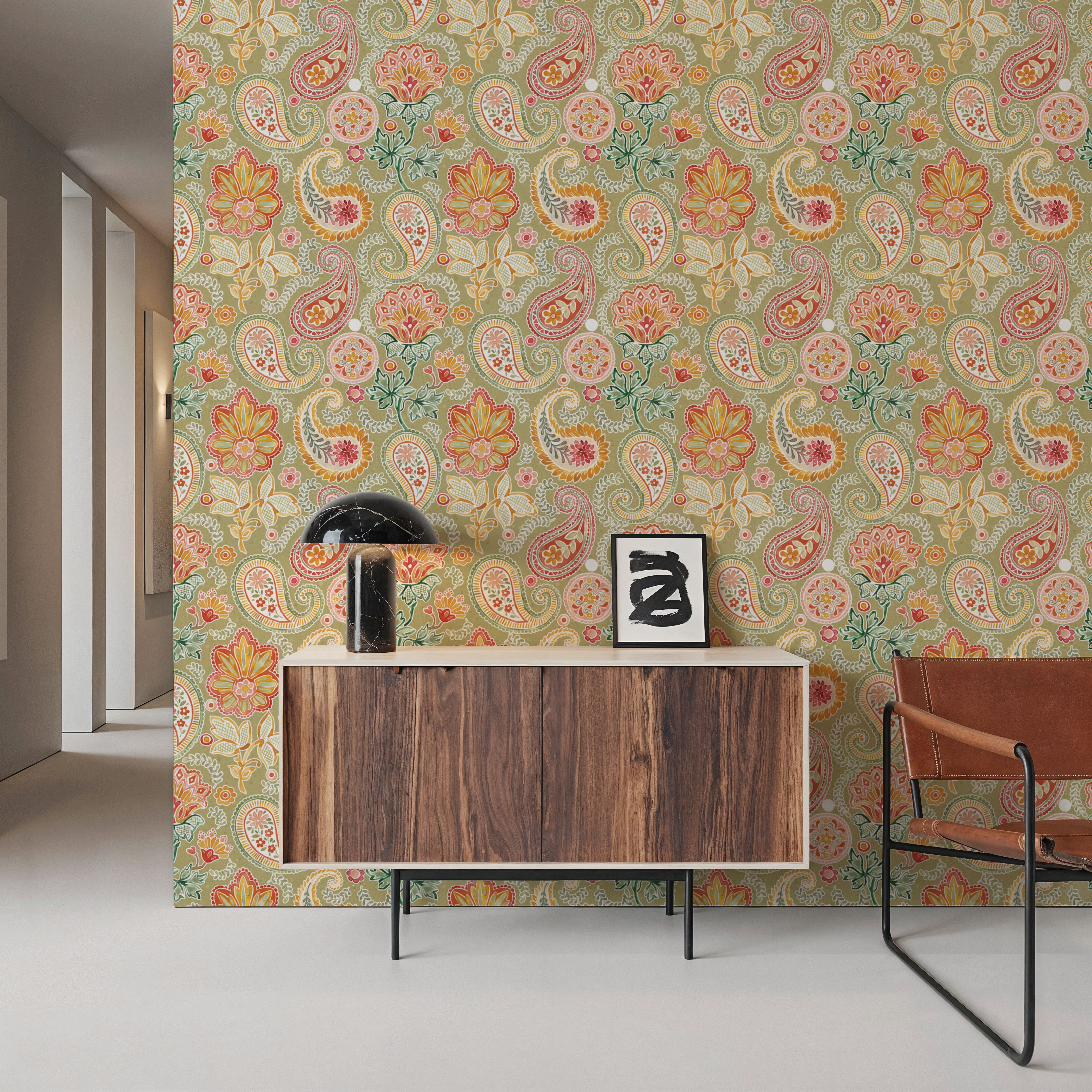 Harvest Paisley Mini Swamp Green