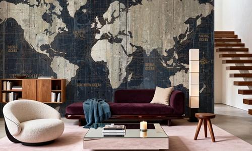 Old World Map Blue