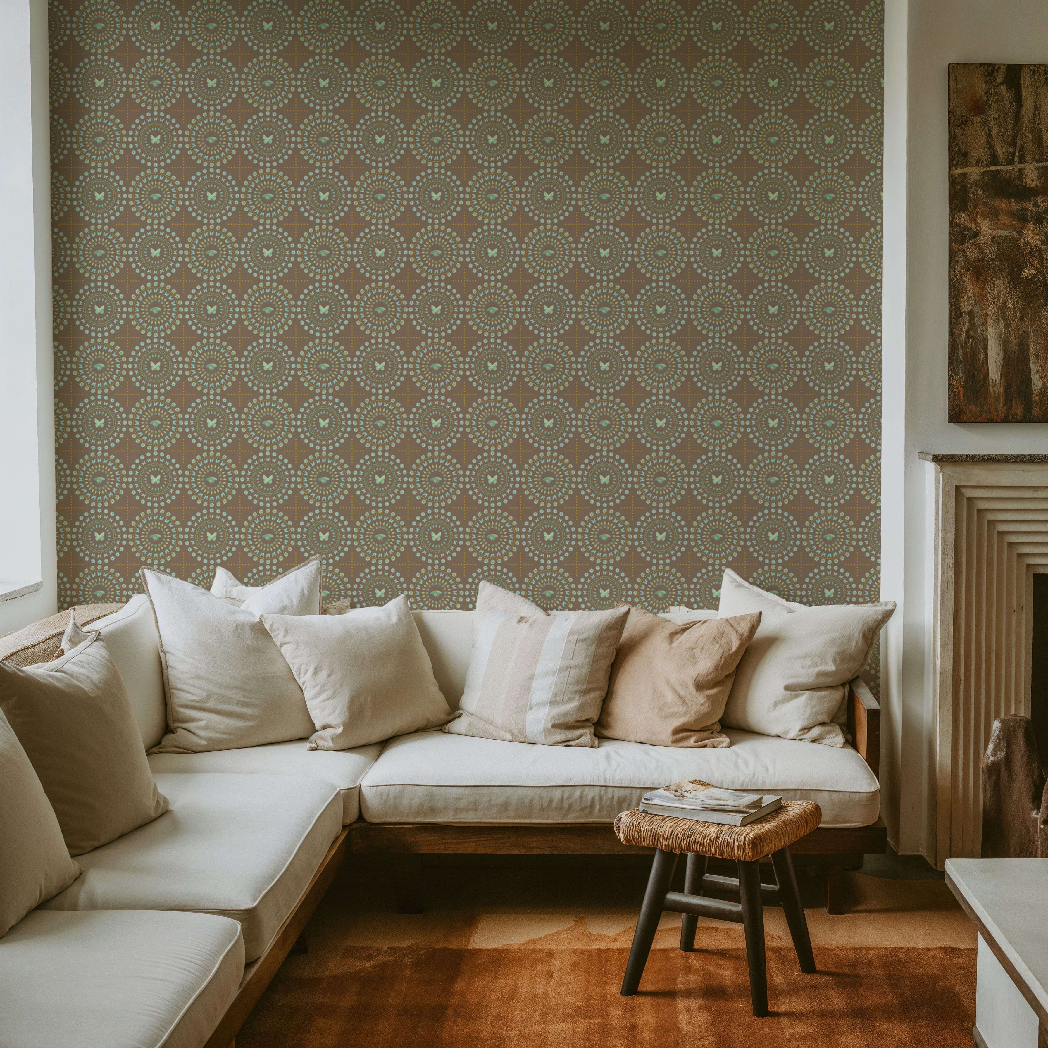 Flutterby Stacks Brown, Wallpaper