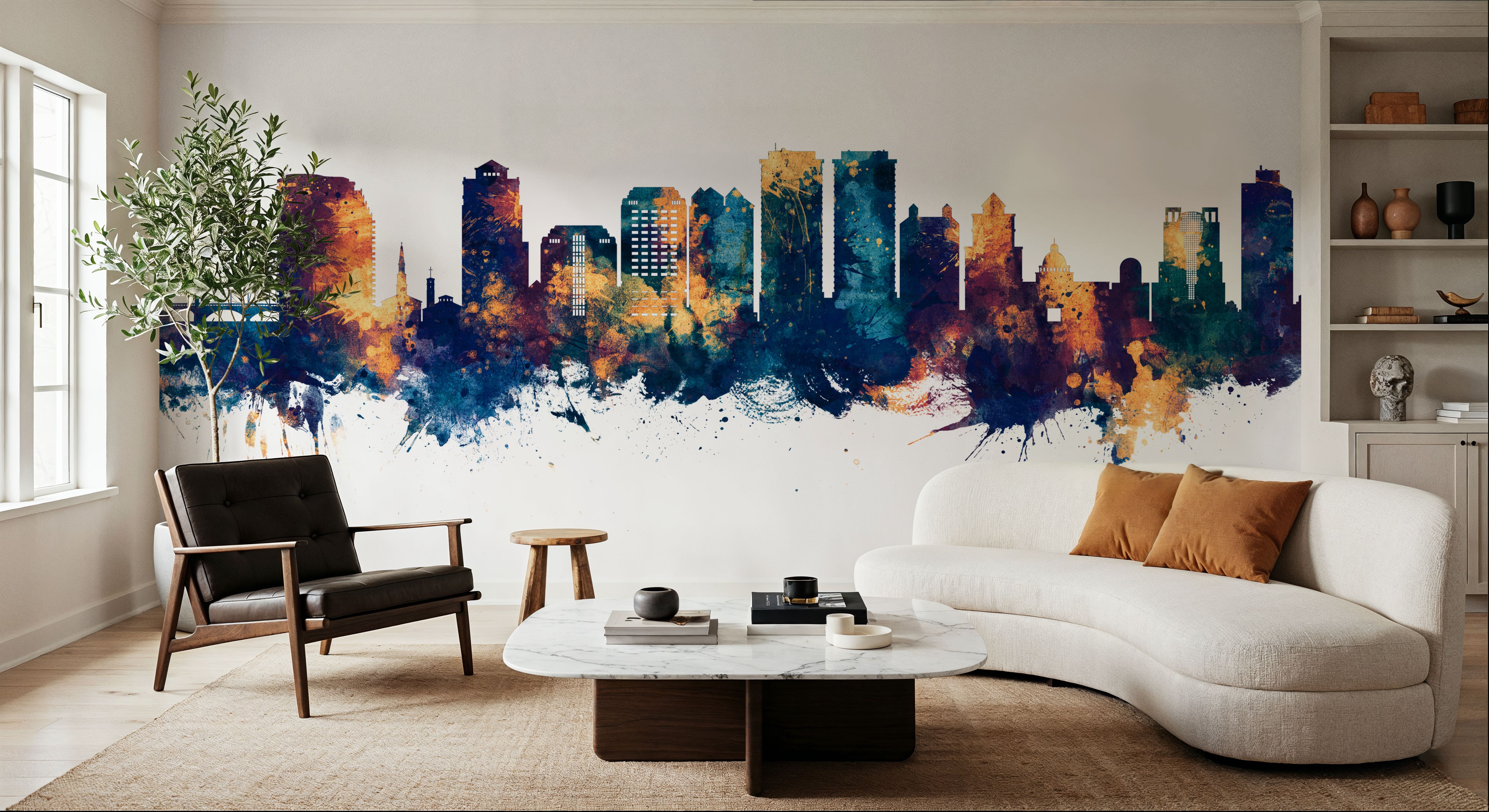 West Palm Beach Florida Skyline Blue & Bronze