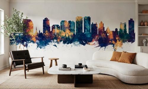 West Palm Beach Florida Skyline Blue & Bronze