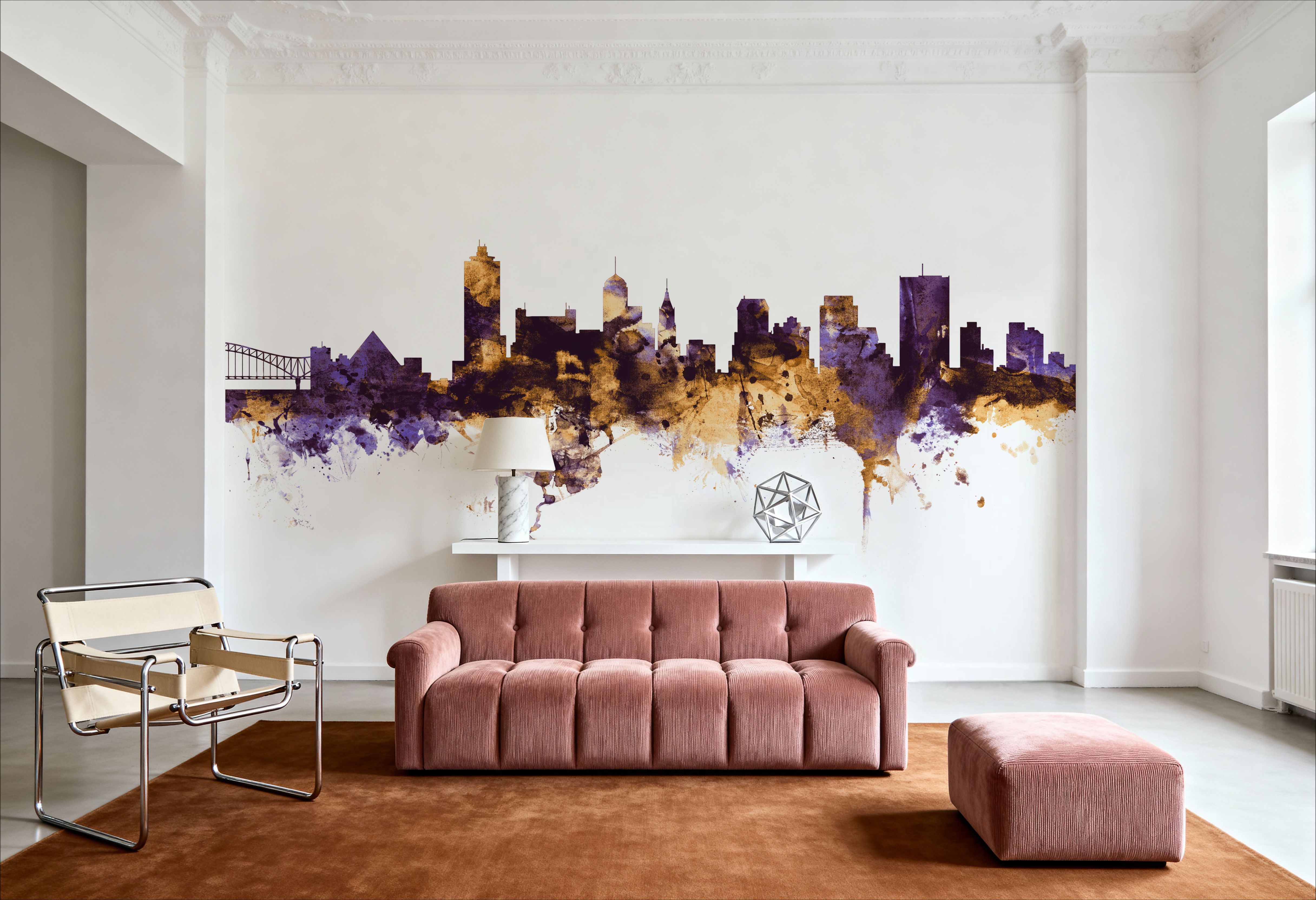 Memphis Tennessee Skyline Purple & Gold, Tapeten