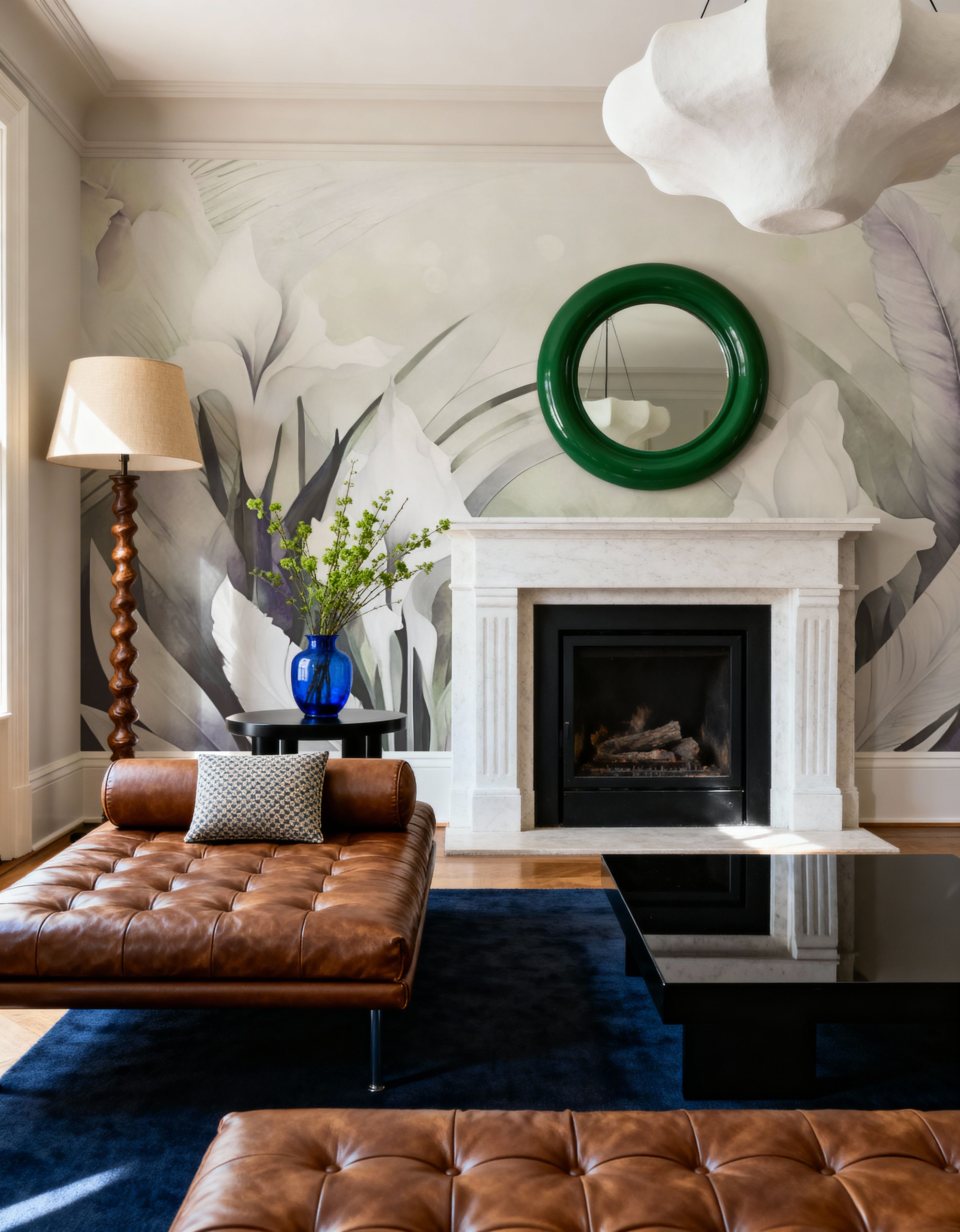 Irises and Feathers Purple Yellow