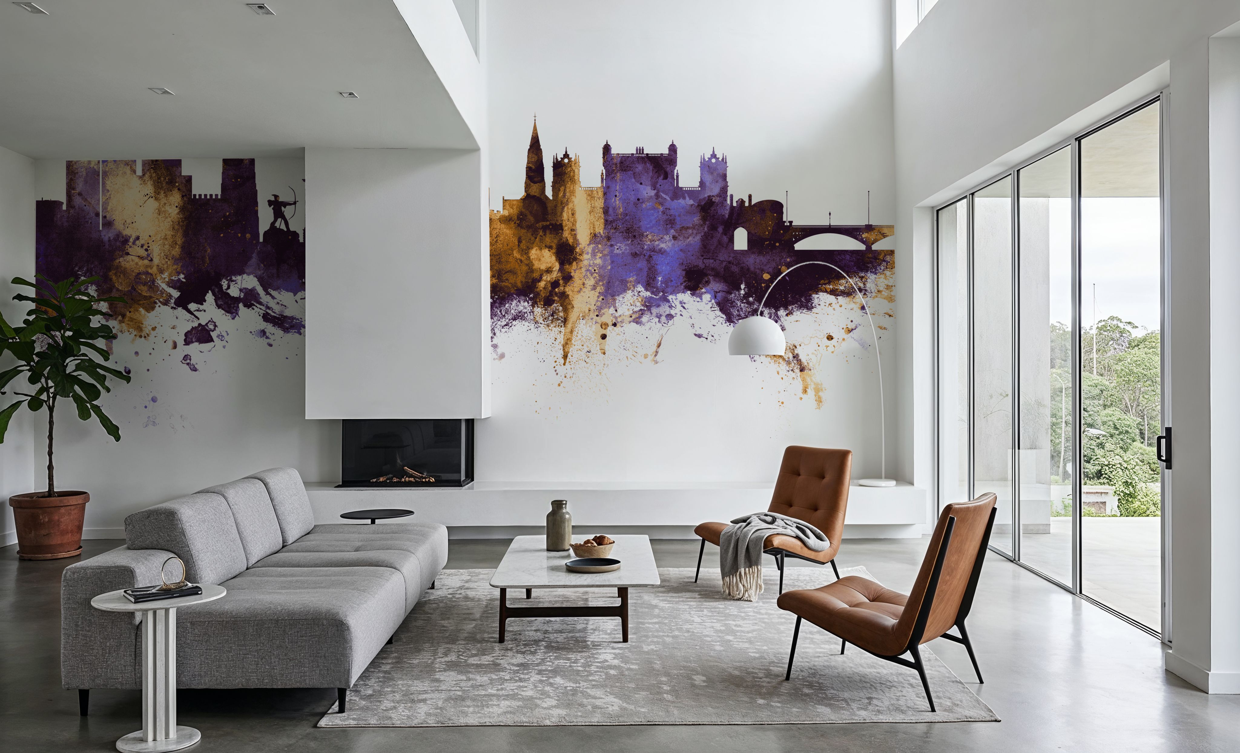 Nottingham England Skyline Purple & Gold