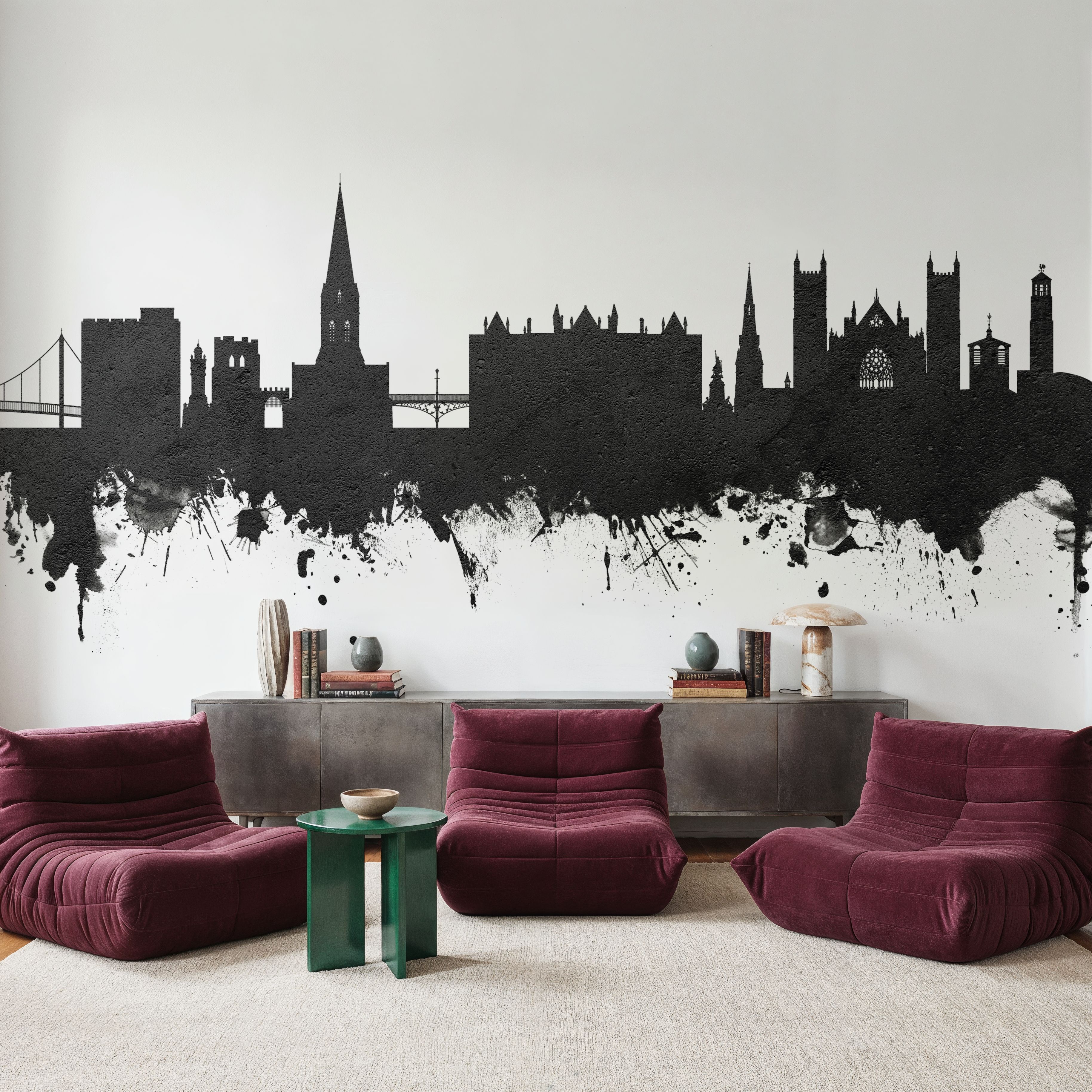 Exeter England Skyline Black & White