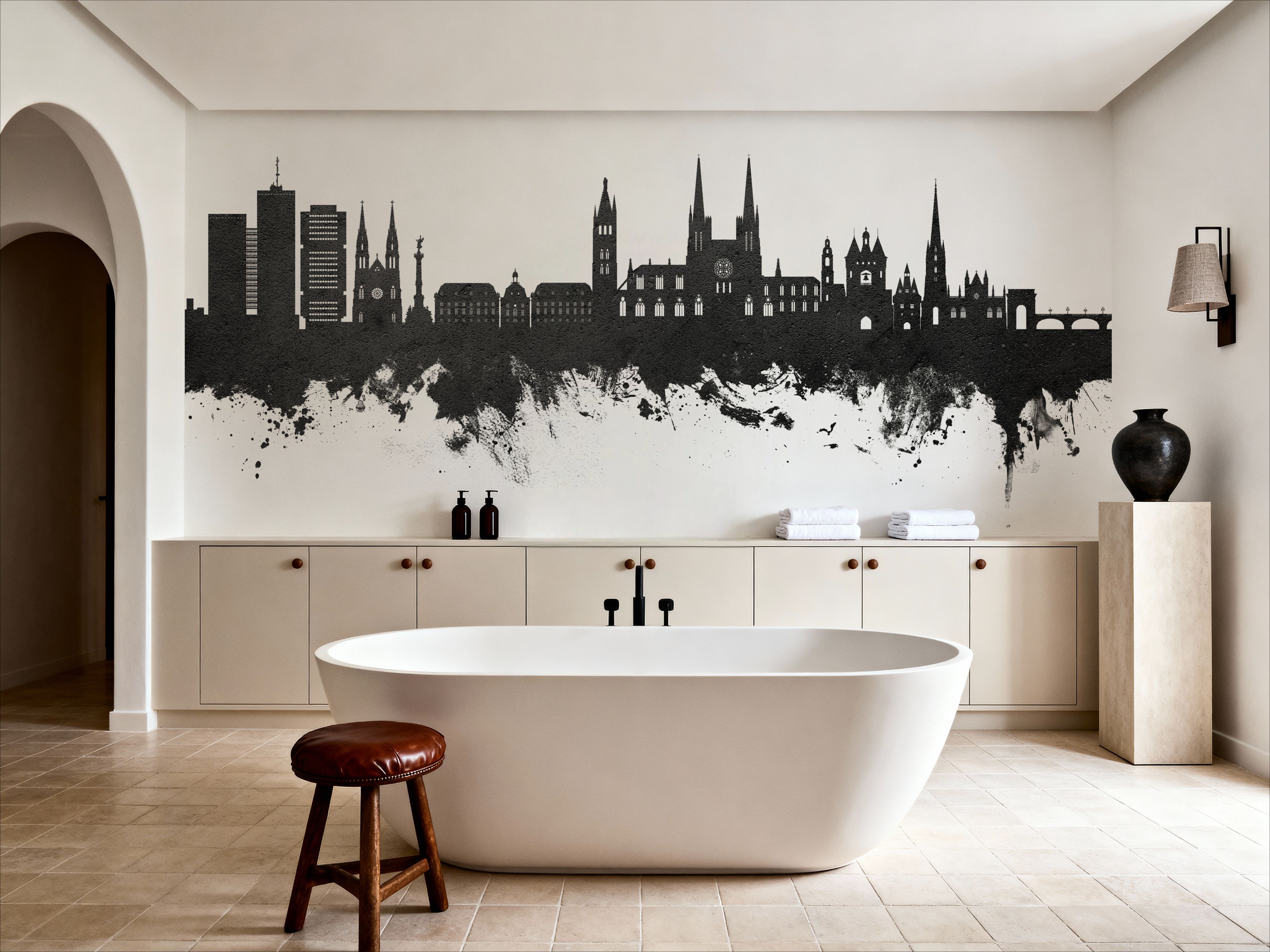 Bordeaux France Skyline Black & White