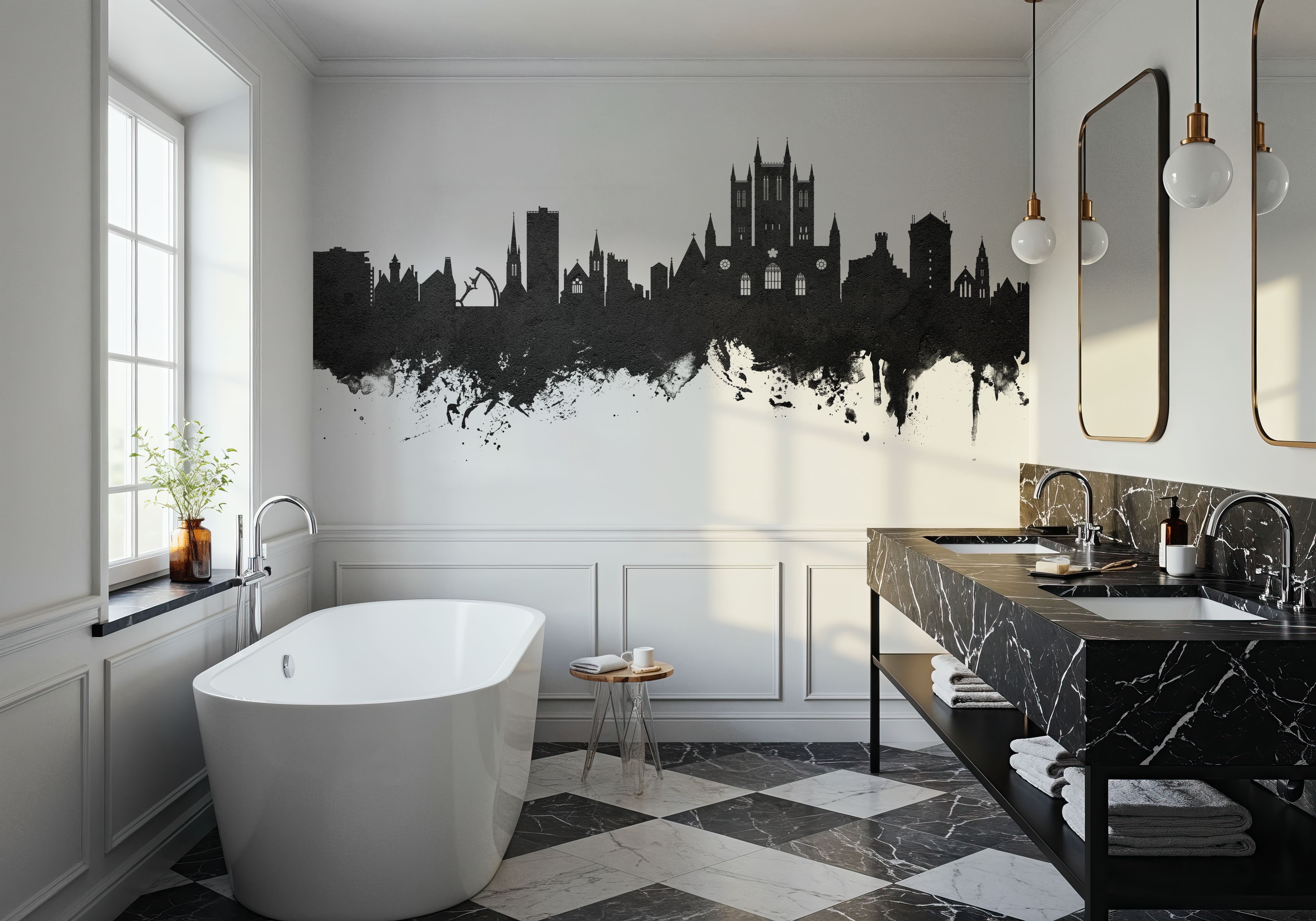 Lincoln England Skyline Black & White