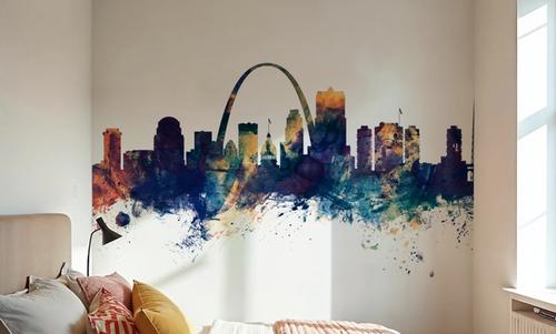 St Louis Missouri Skyline Blue & Bronze