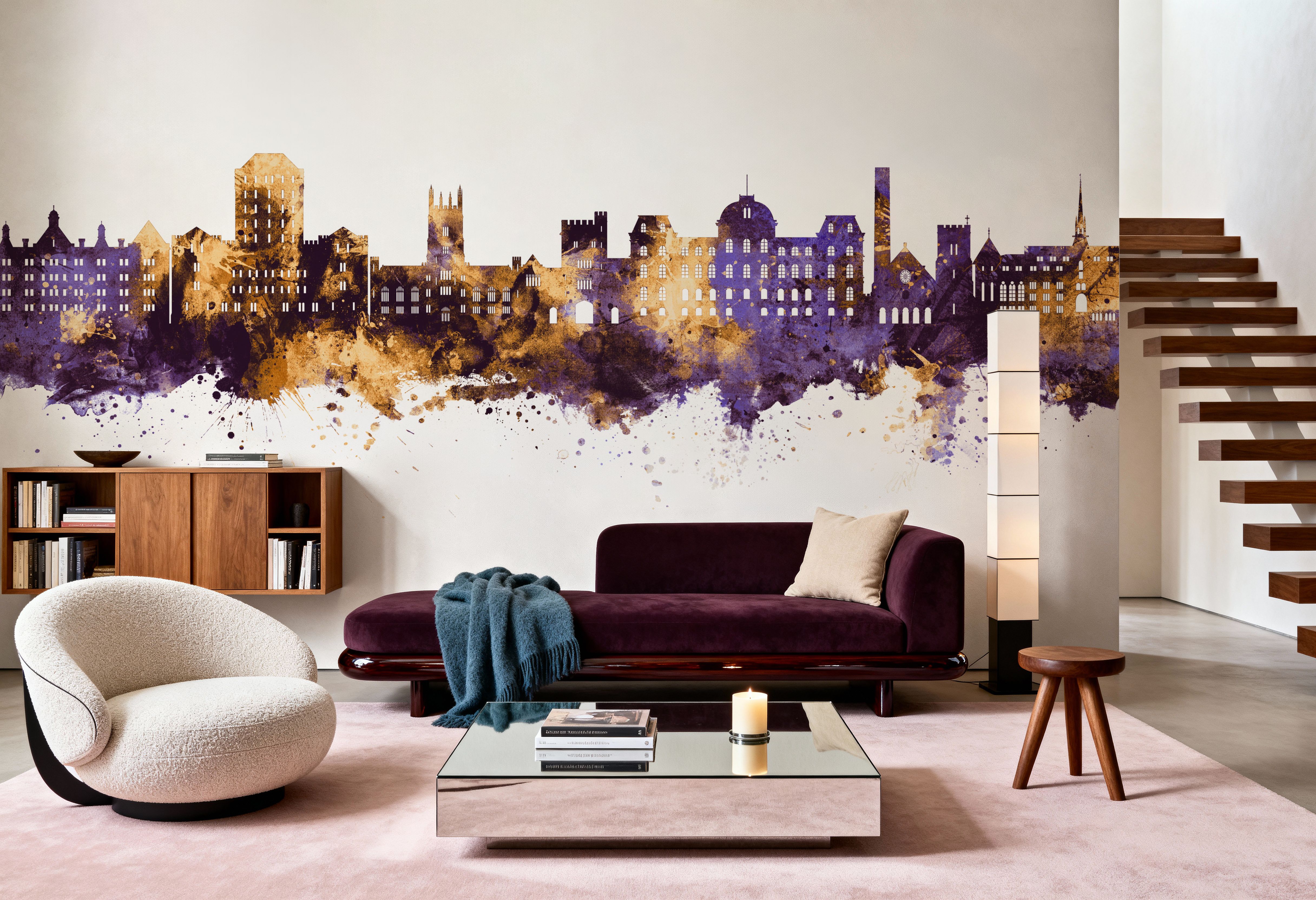 Poughkeepsie New York Skyline  Purple & Gold