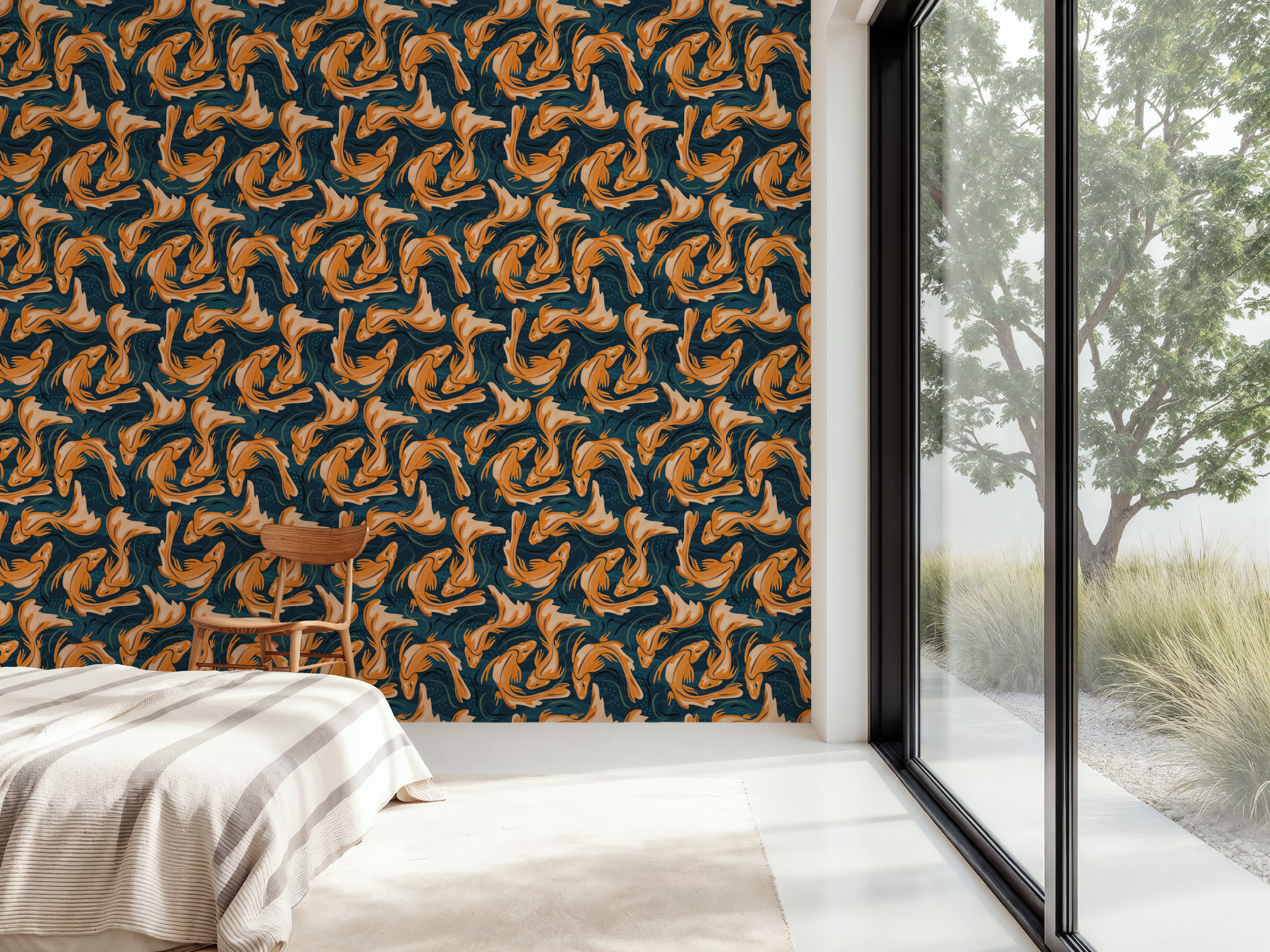 Koi Fish, Ocean Blue