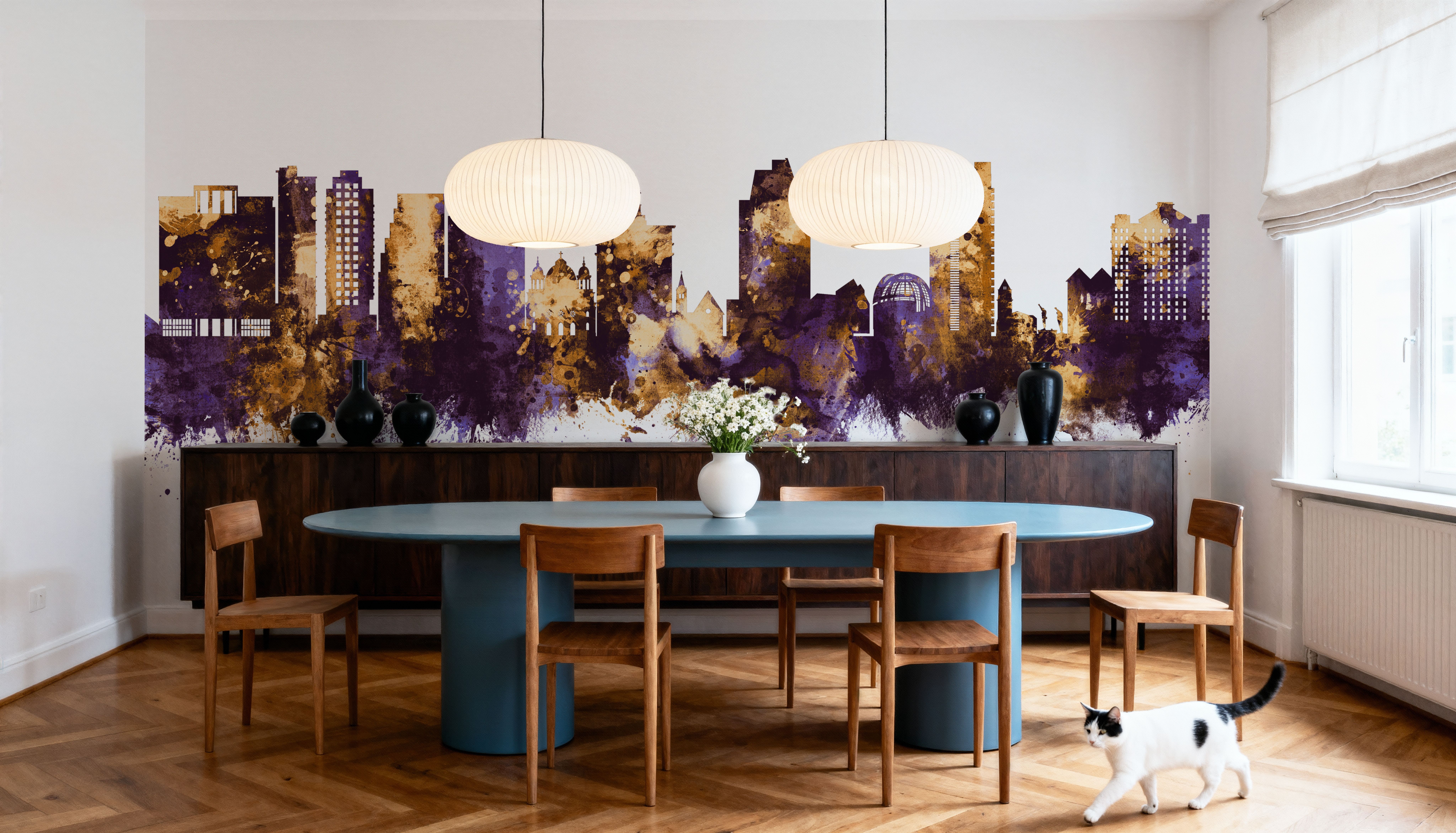 San Jose California Skyline Purple & Gold