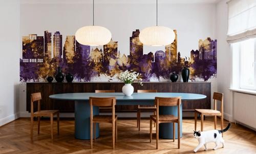 San Jose California Skyline Purple & Gold