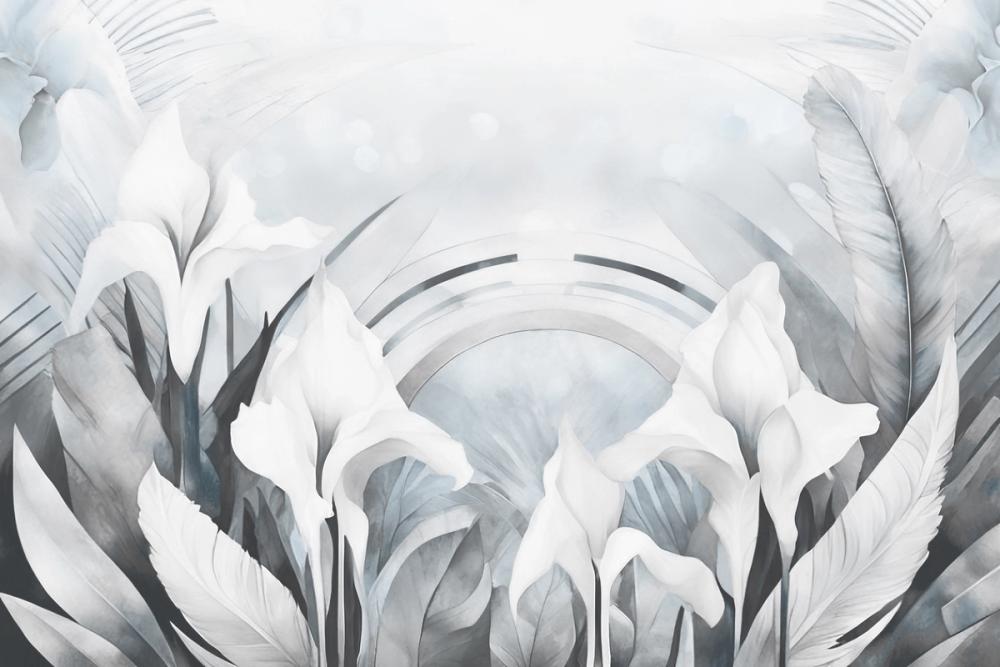 Irises and Feathers Blue