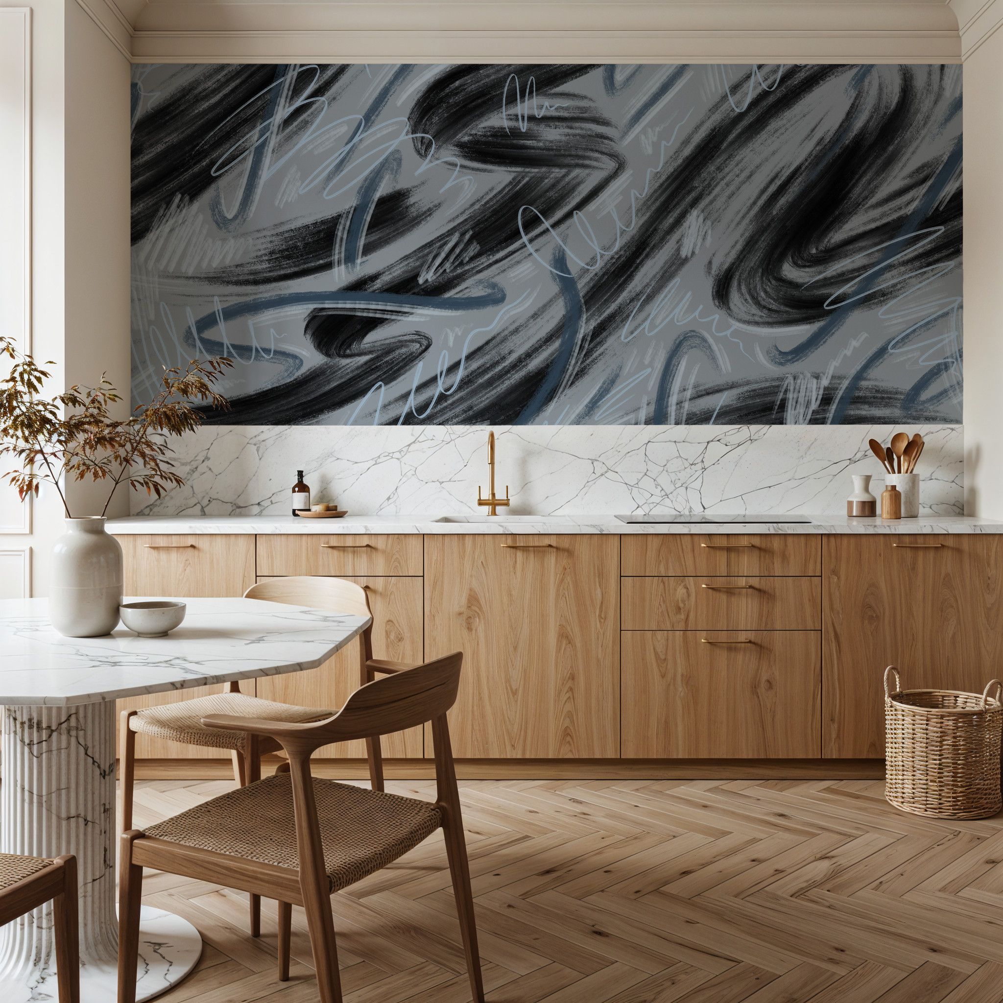 Scribble Flow, Denim Blue