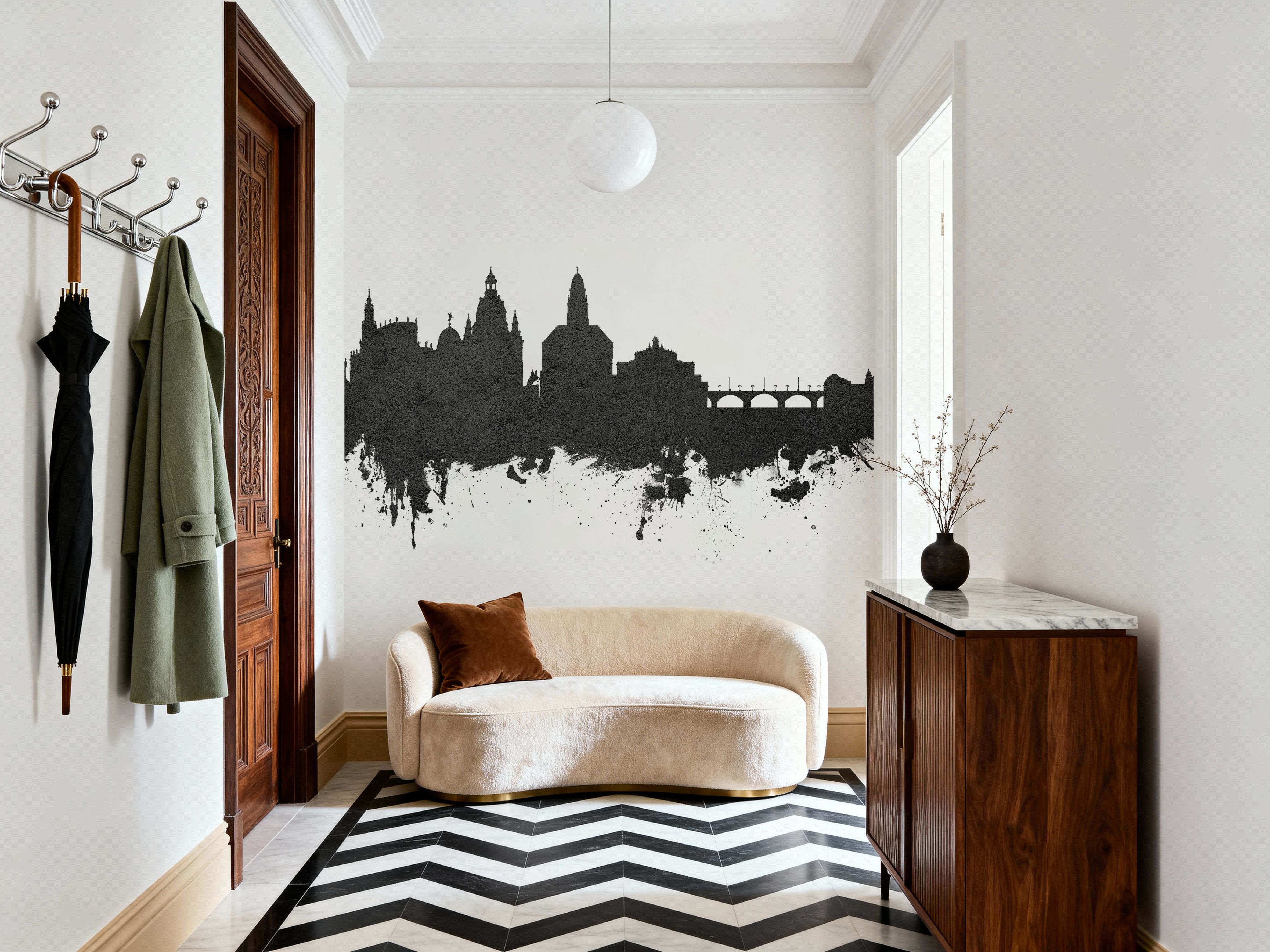Dresden Germany Skyline Black & White