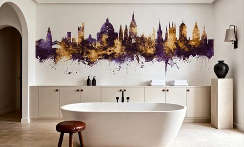 Oxford England Skyline Purple & Gold