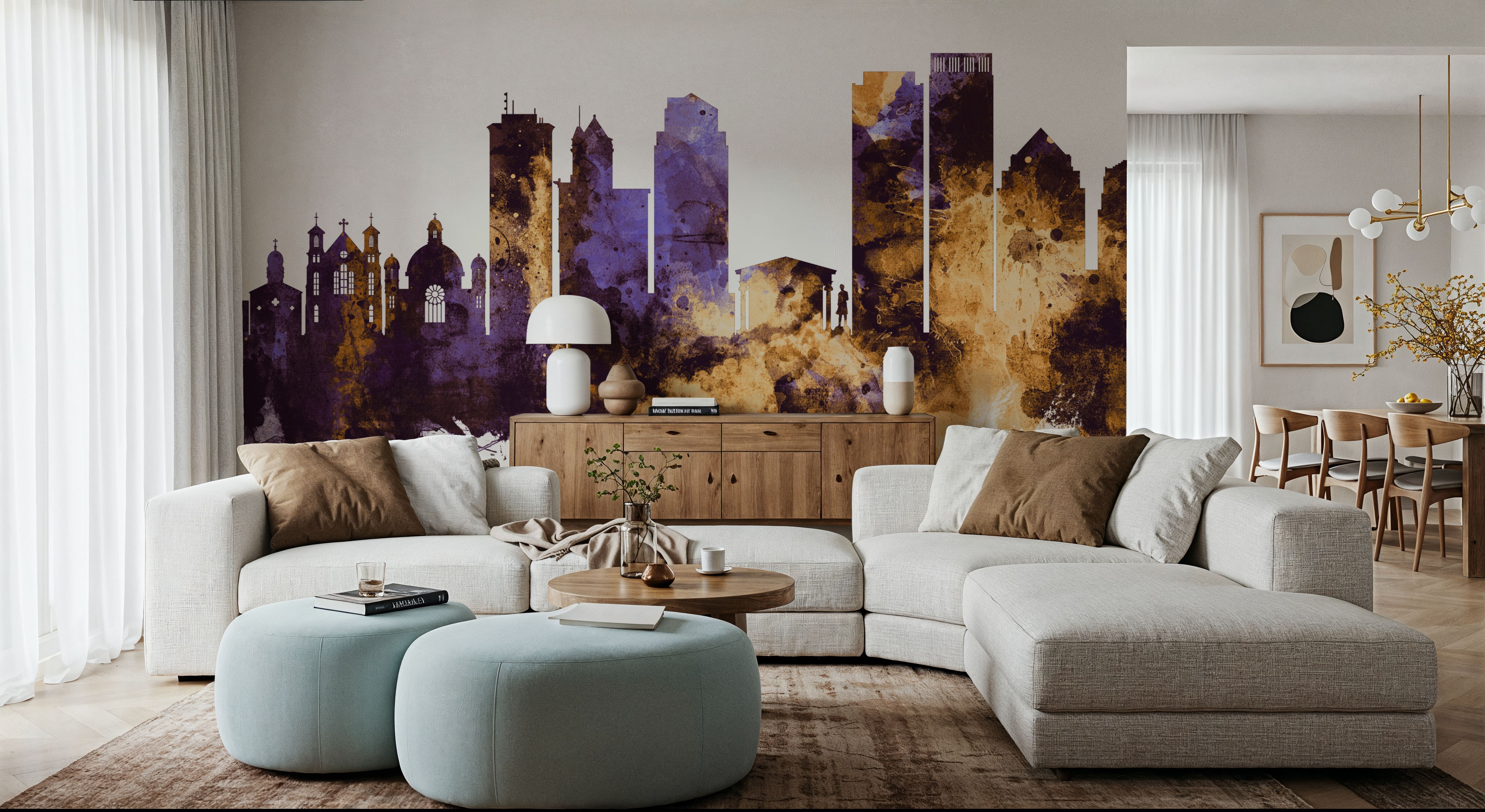 Dayton Ohio skyline Purple & Gold