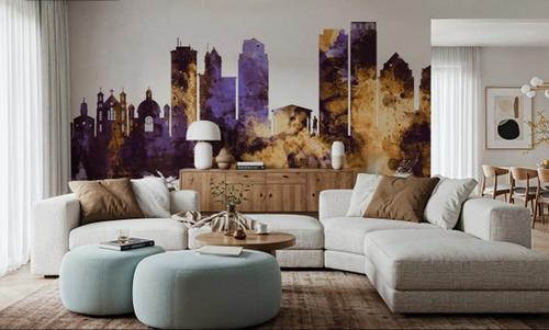 Dayton Ohio skyline Purple & Gold