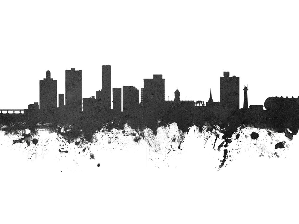 Port Elizabeth South Africa Skyline Black & White 