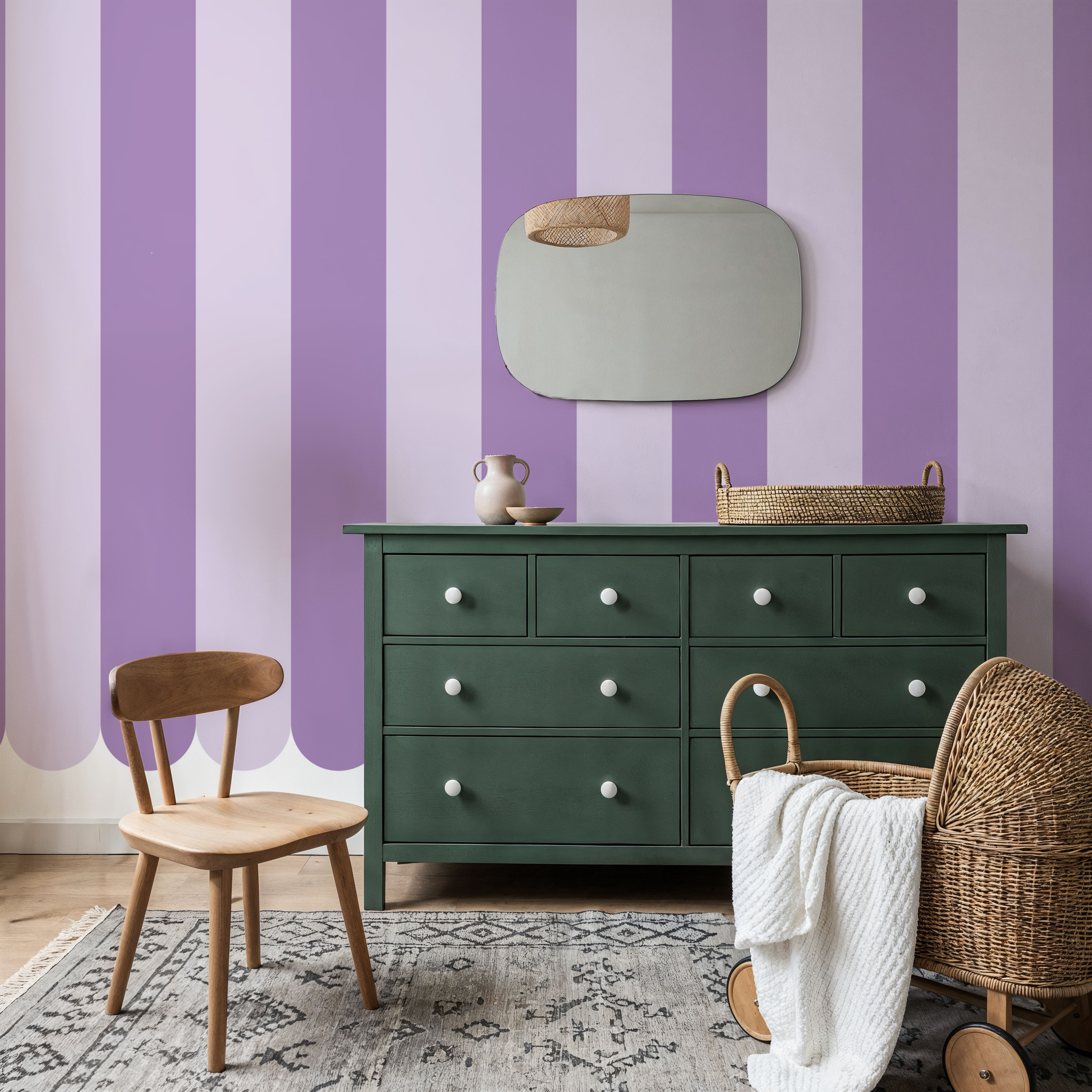 Scalloped Circus Stripes, Purple on Purple