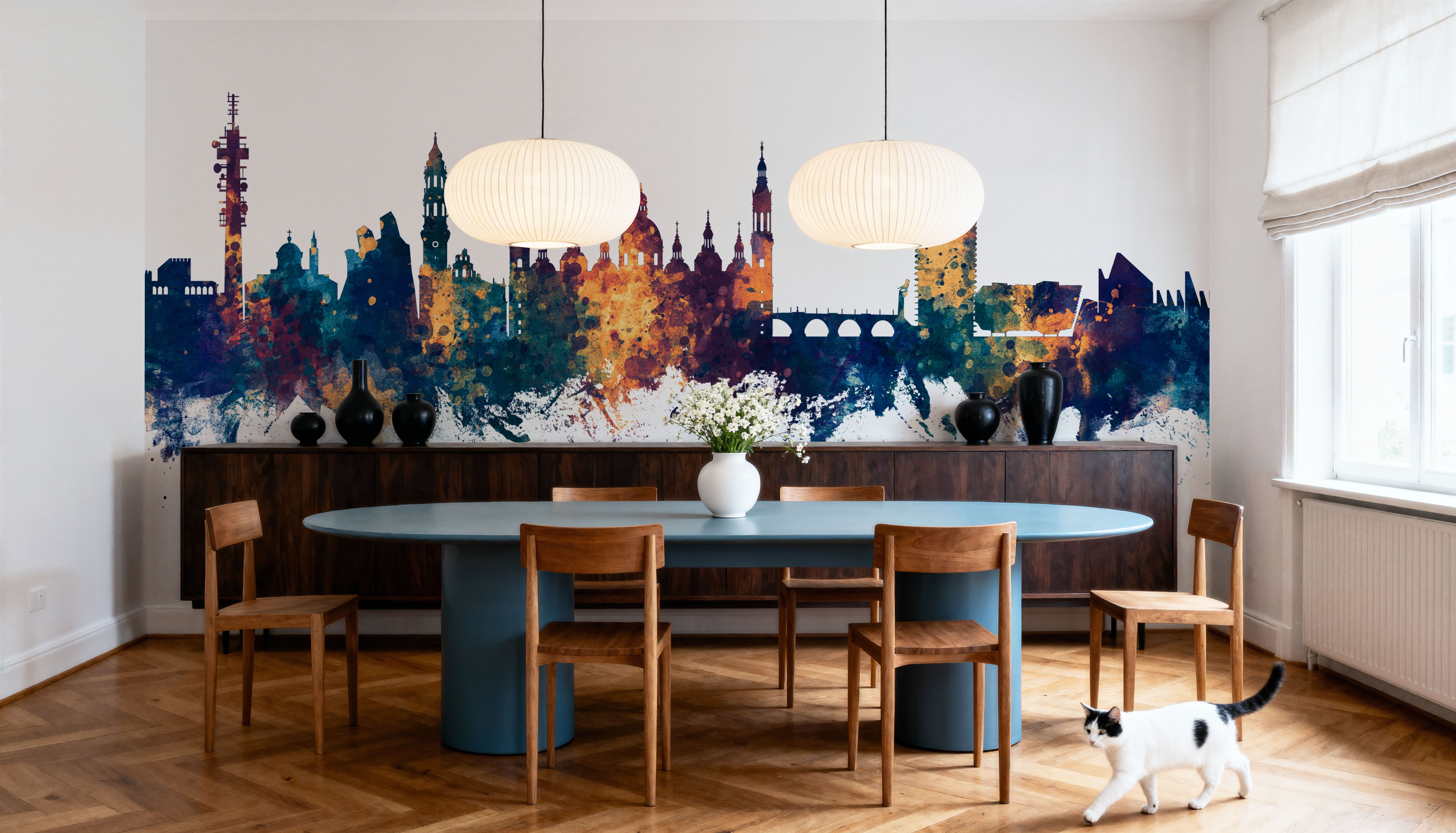 Zaragoza Spain Skyline Blue & Bronze