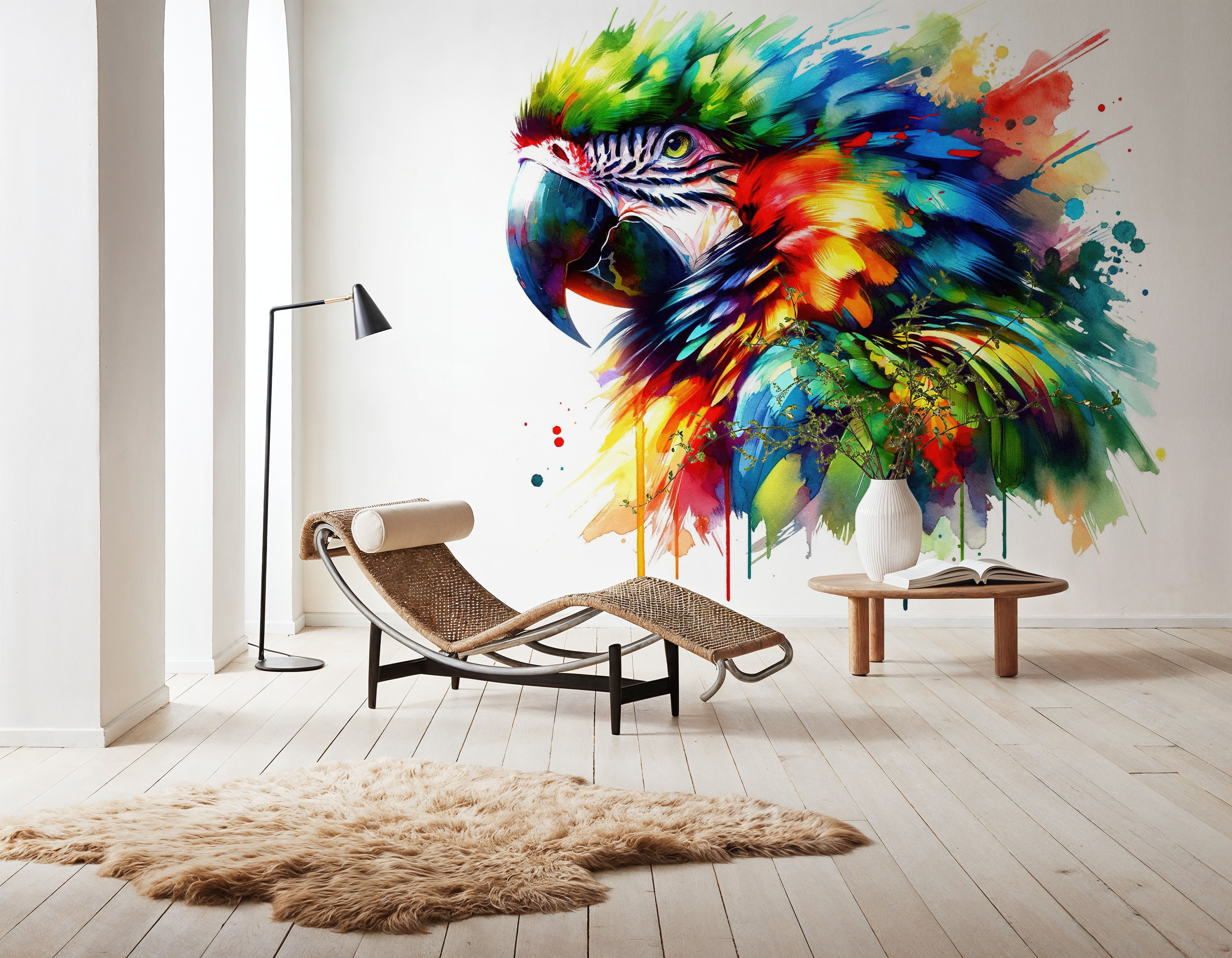Vibrant Parrot's Tropical Essence, Wallpaper