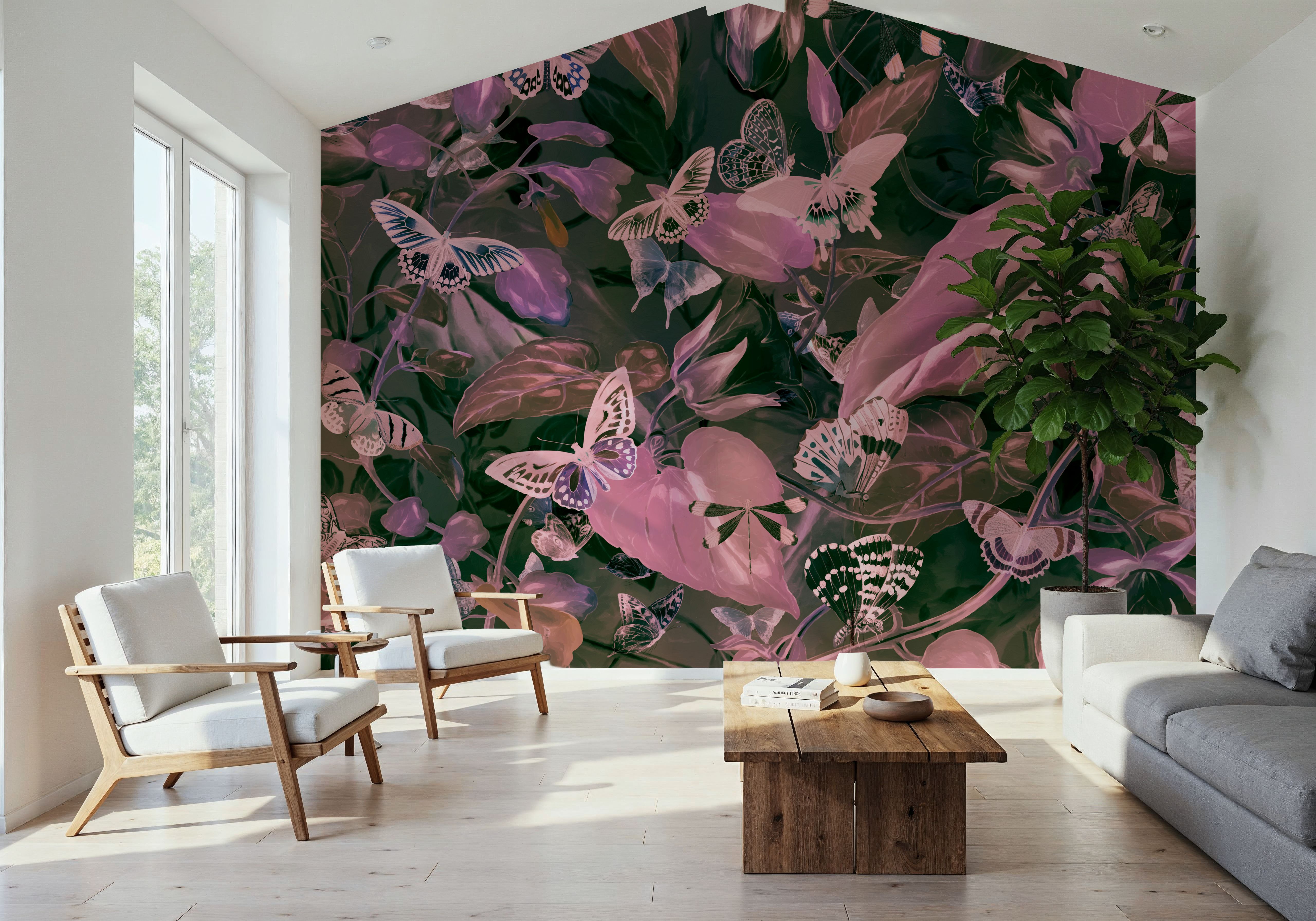 Butterfly Paradise Bright Pink, Tapeten