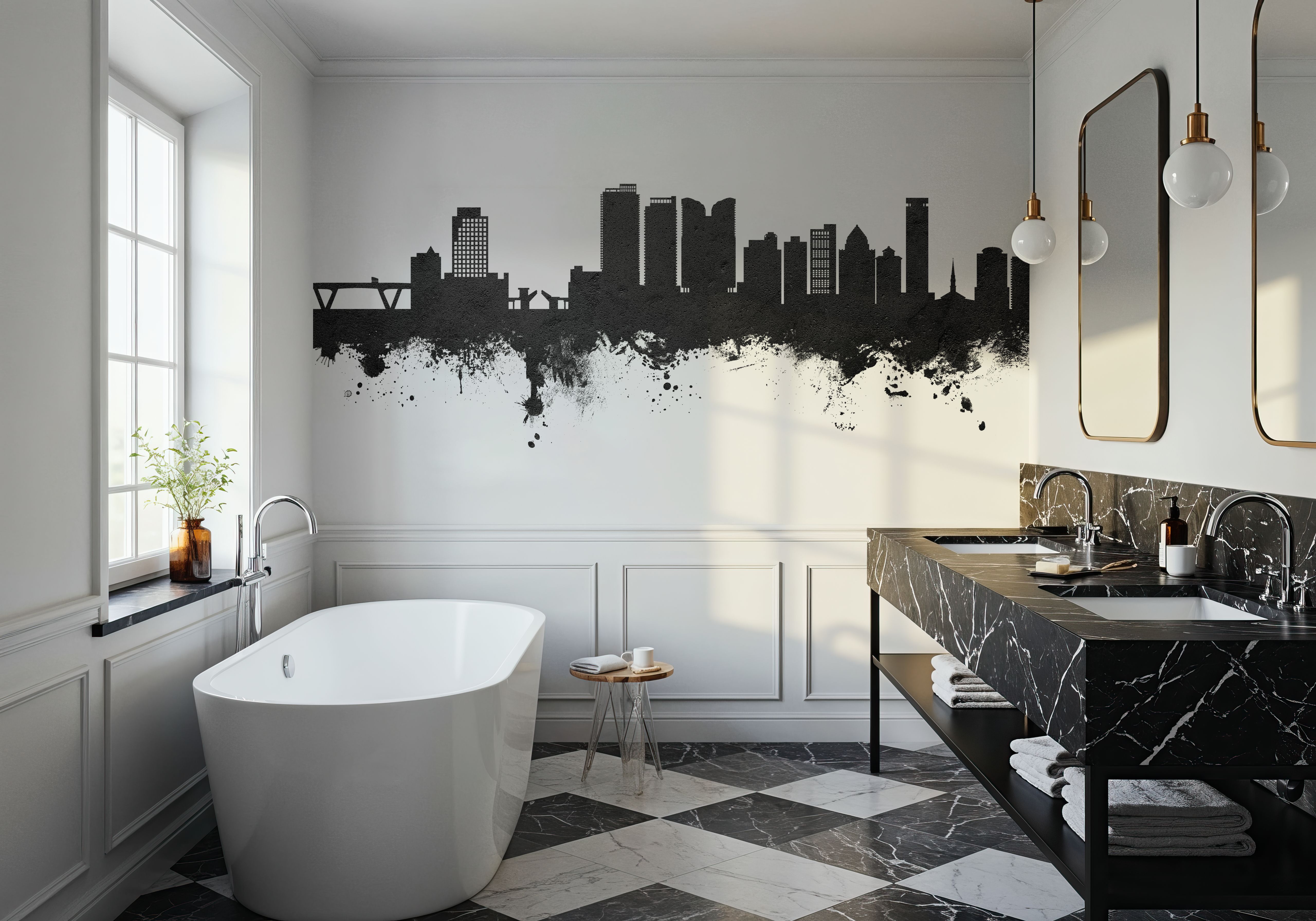 Fort Lauderdale Florida Skyline Black & White, Wallpaper